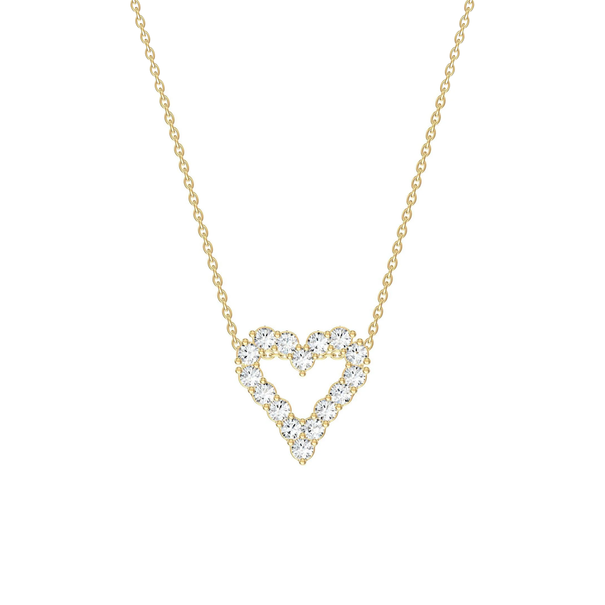 14k Yellow Gold Diamond Heart Necklace