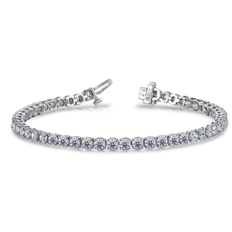 14k White Gold Four Prong Diamond Tennis Bracelet