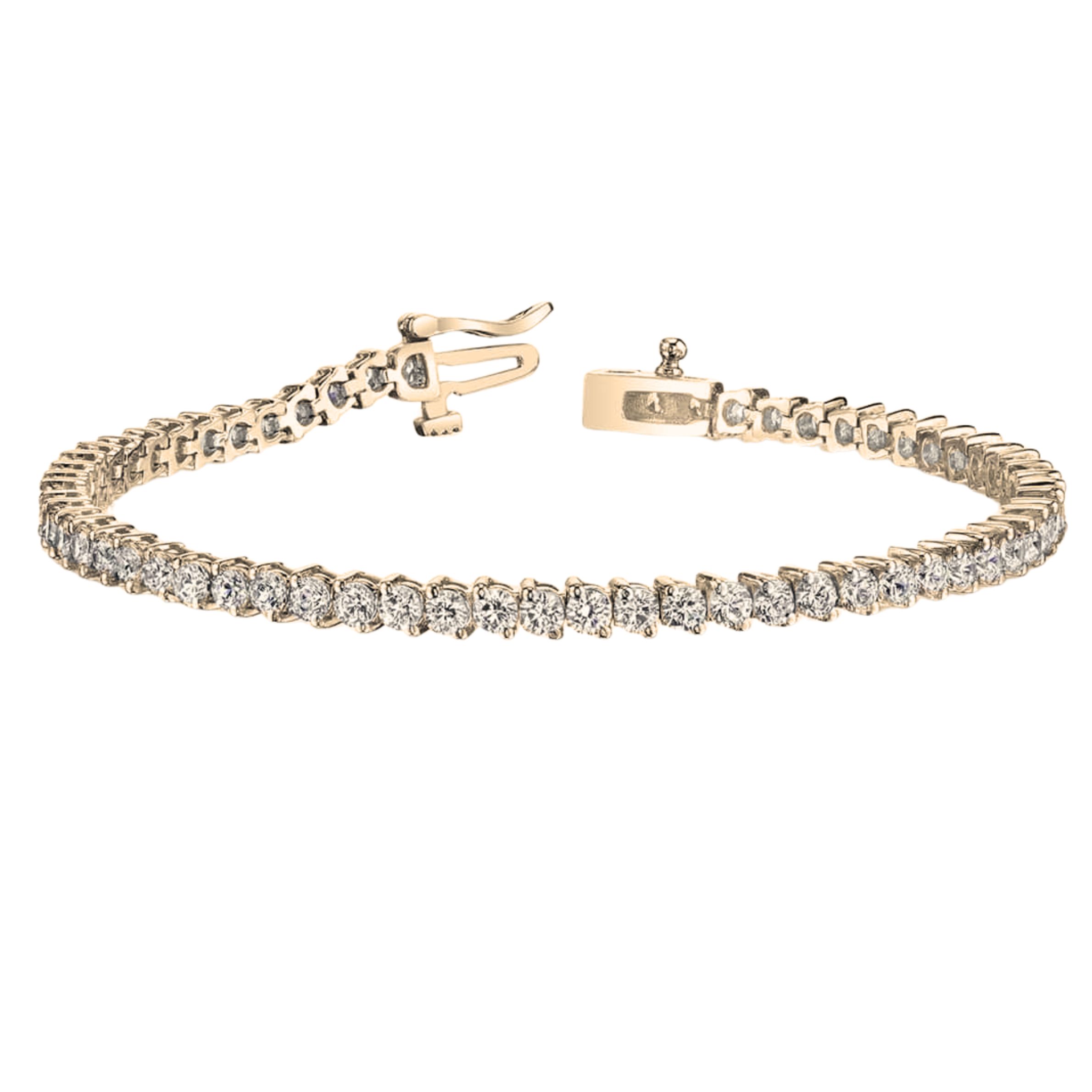 14k Yellow Gold 7.00ctw Diamond Two Prong Tennis Bracelet