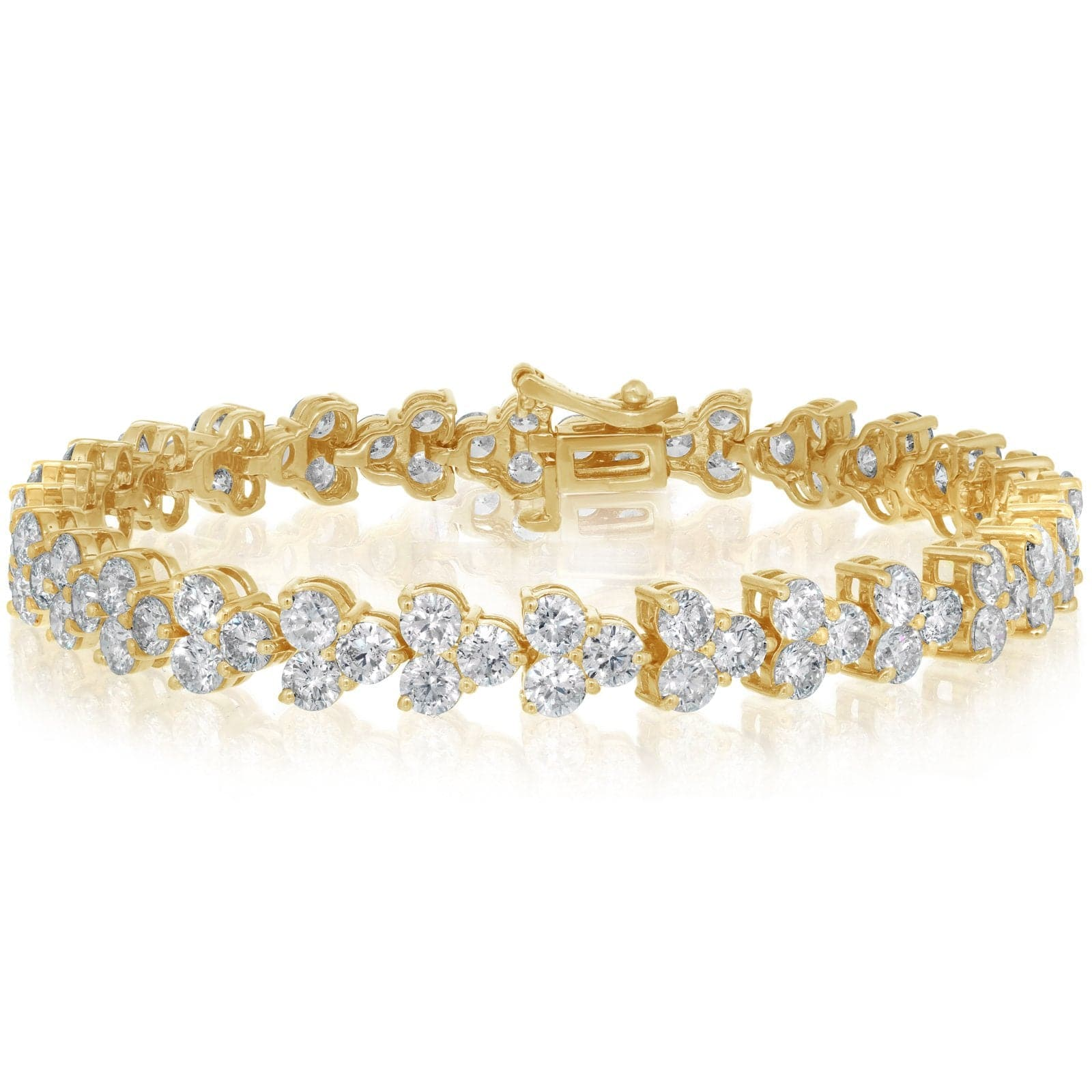 18k Yellow Gold 12.00ctw Diamond Tri-cluster Bracelet