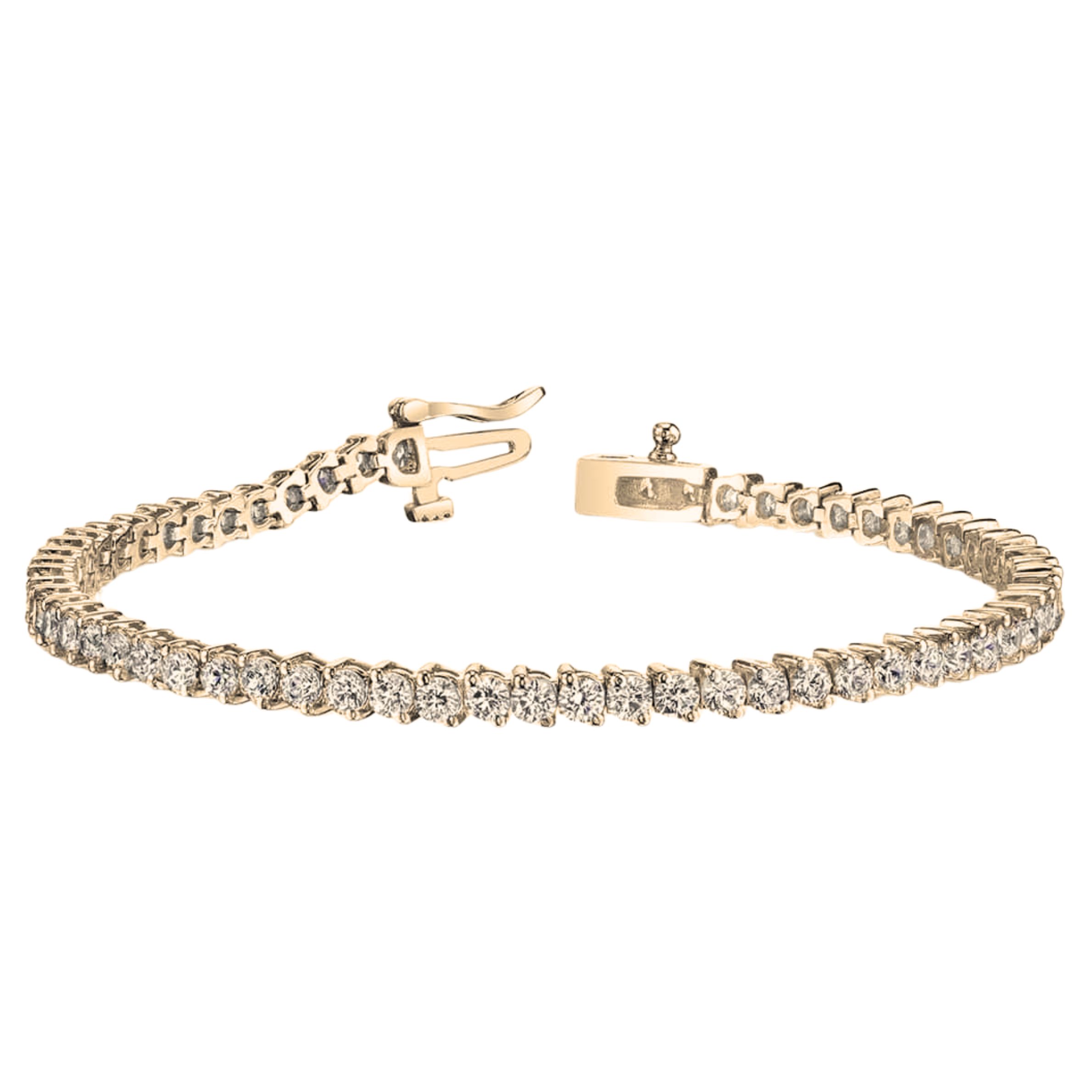14k Yellow Gold 6.00ctw Diamond Two Prong Tennis Bracelet