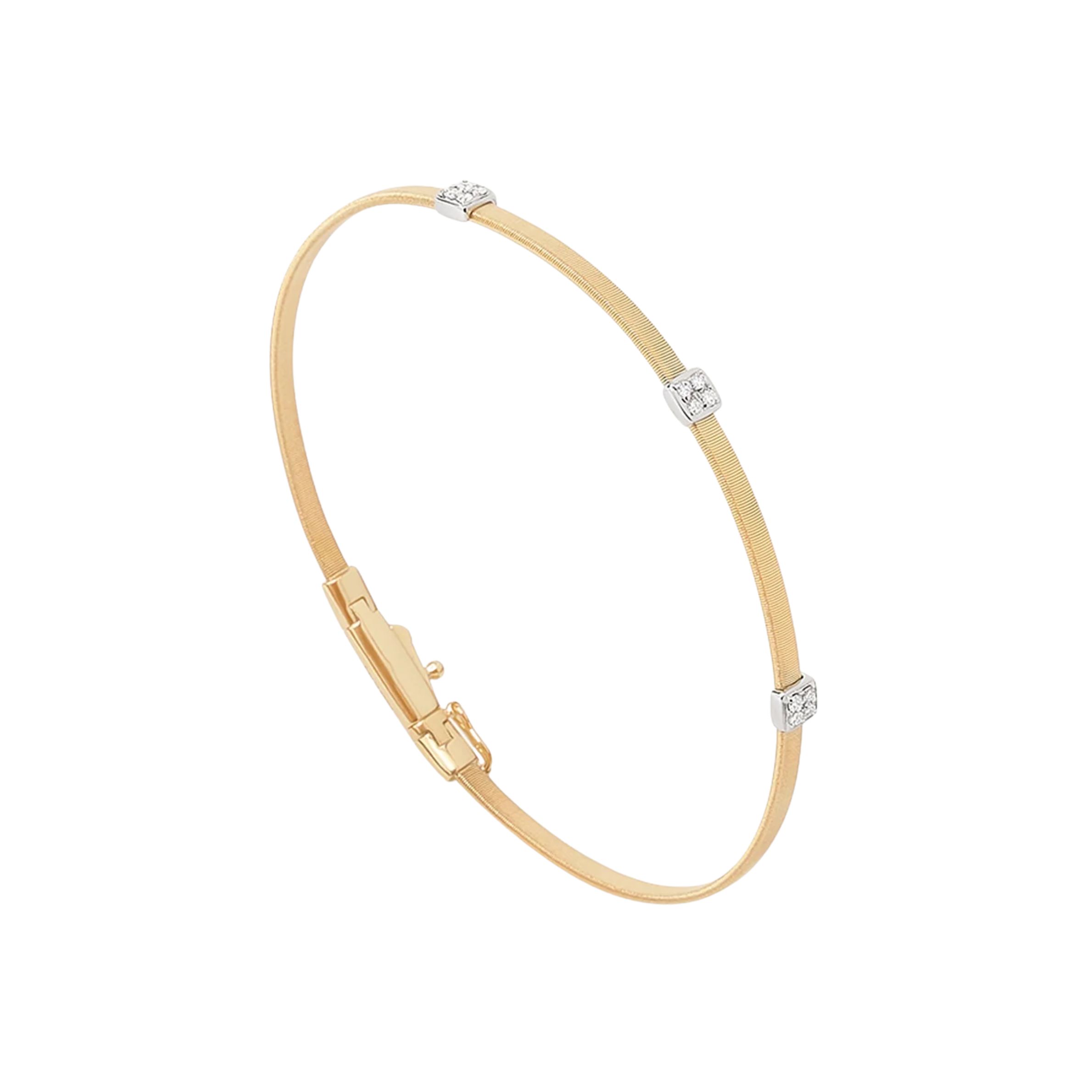 18k Two Tone Masai Pave Station Bangle Bracelet