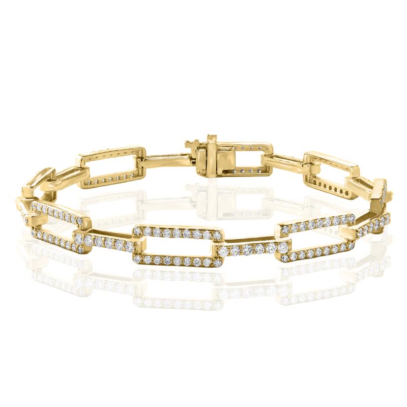14k Yellow Gold Diamond Paperclip Bracelet