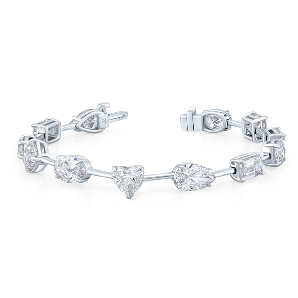 18k White Gold Mixed Cut Bracelet