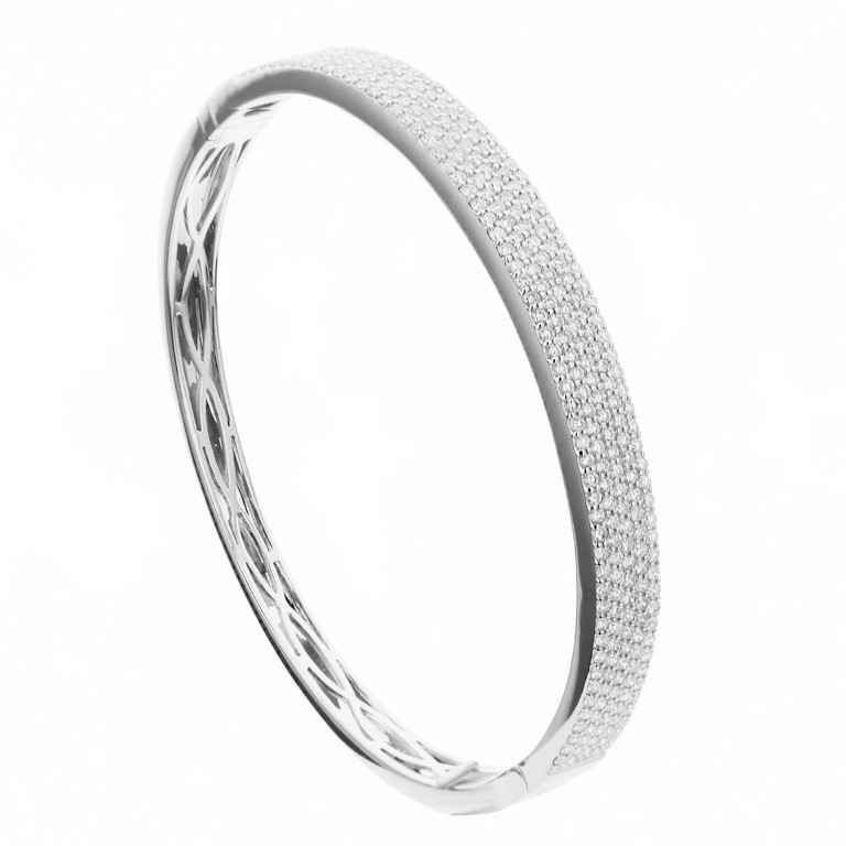 18k Yellow Gold Pave Bangle Bracelet
