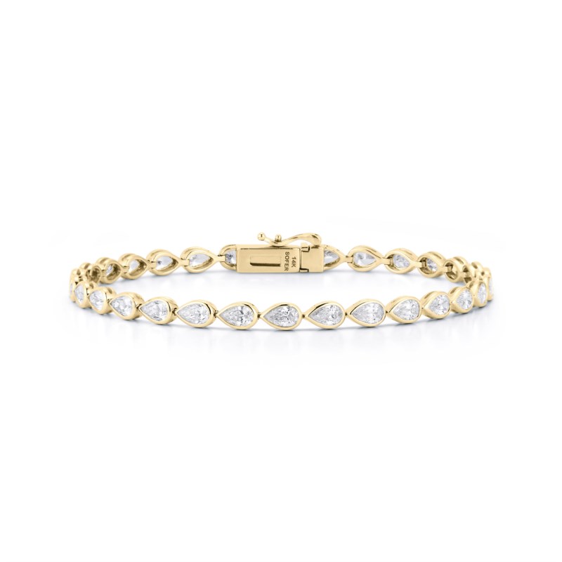 18k Yellow Gold Pear Cut Bezel Tennis Bracelet