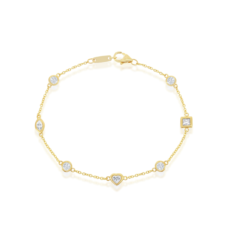 14k Yellow Gold Mixed Cut Diamonds By The Yard Bracelet