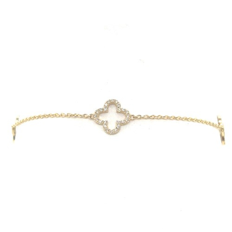 14k Yellow Gold Open Clover Bracelet