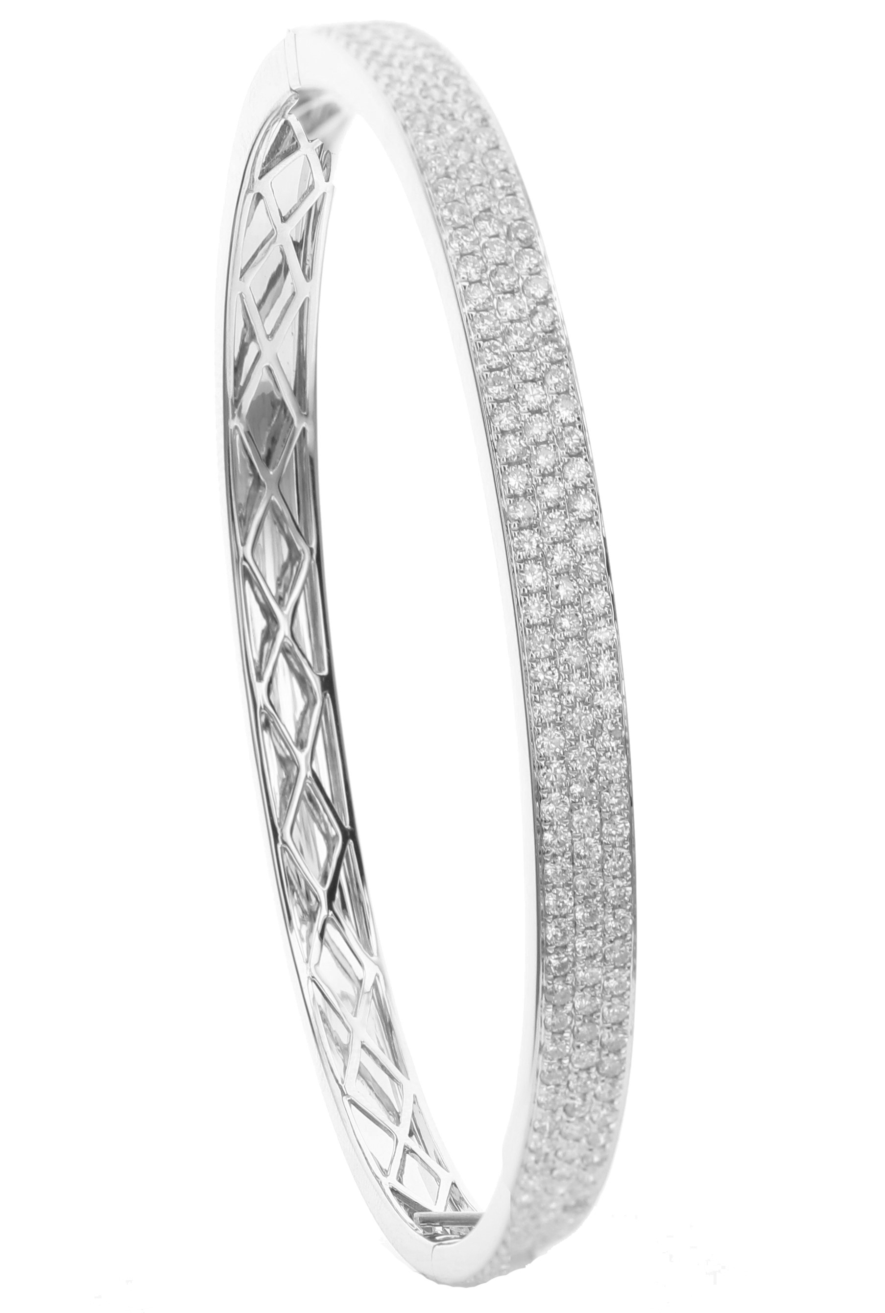 18k White Gold Pave Bangle Bracelet