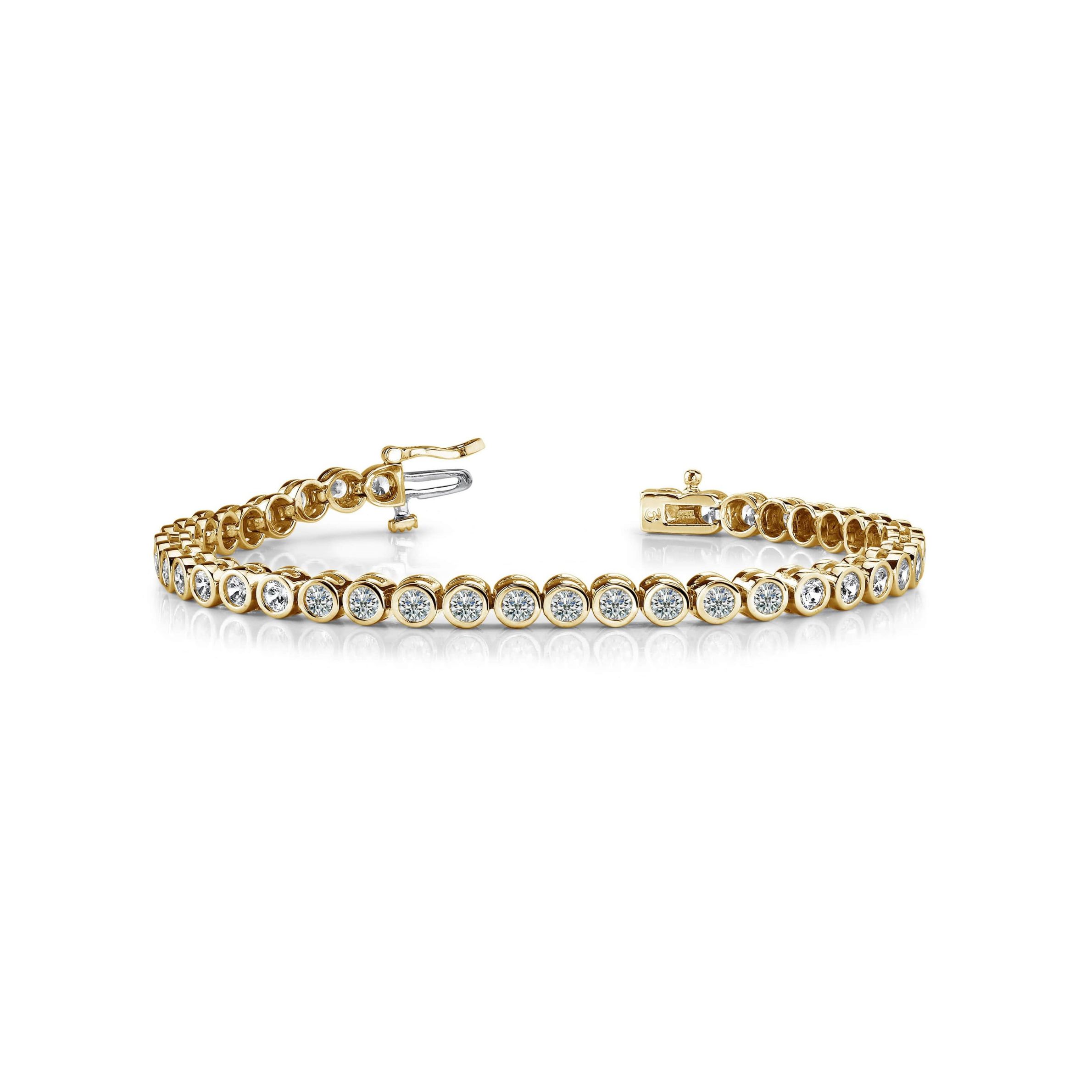 14k Yellow Gold Diamond Bezel Set Bracelet