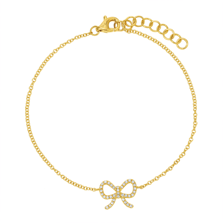 14k Yellow Gold Diamond Bow Bracelet