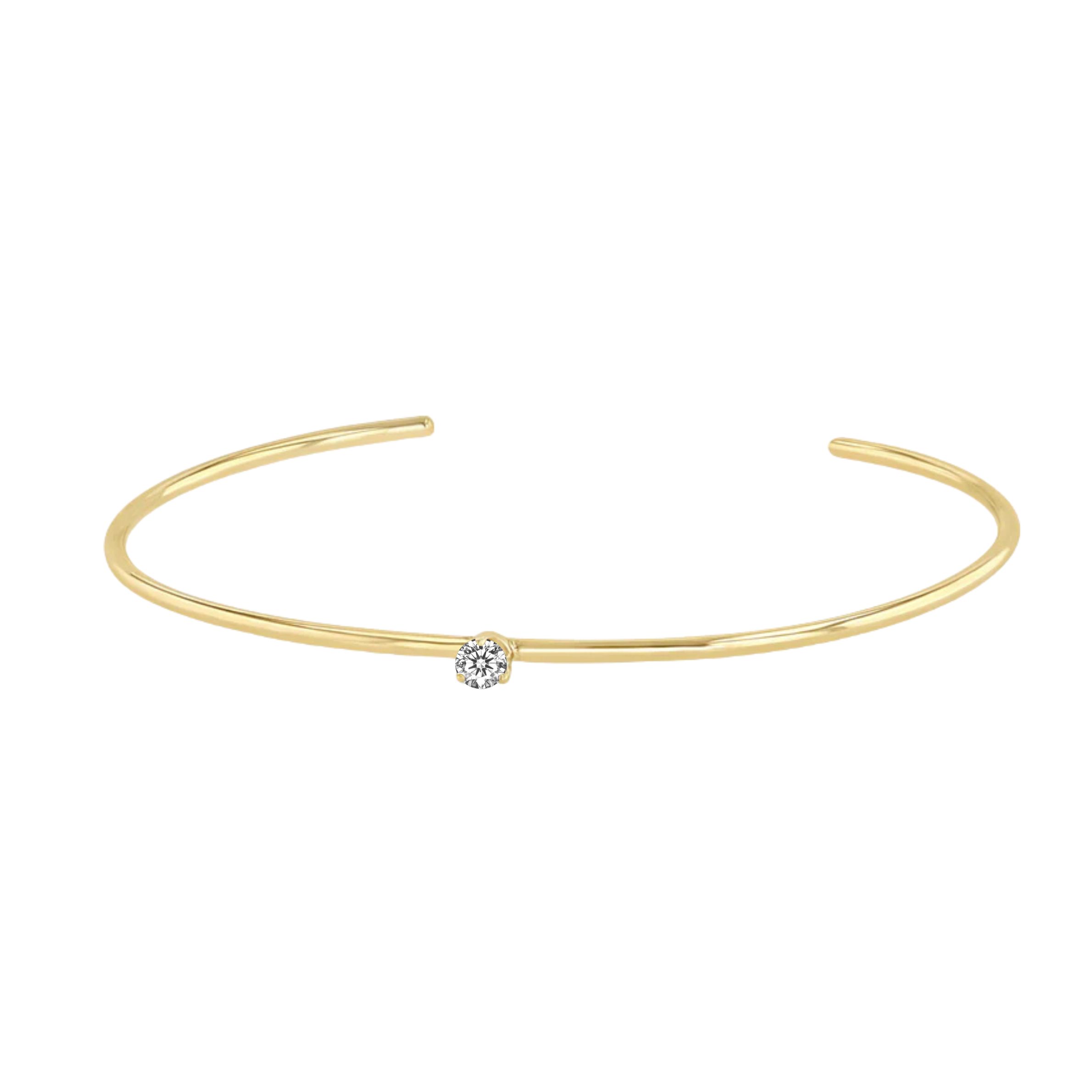14k Yellow Gold Diamond Open Cuff Bracelet