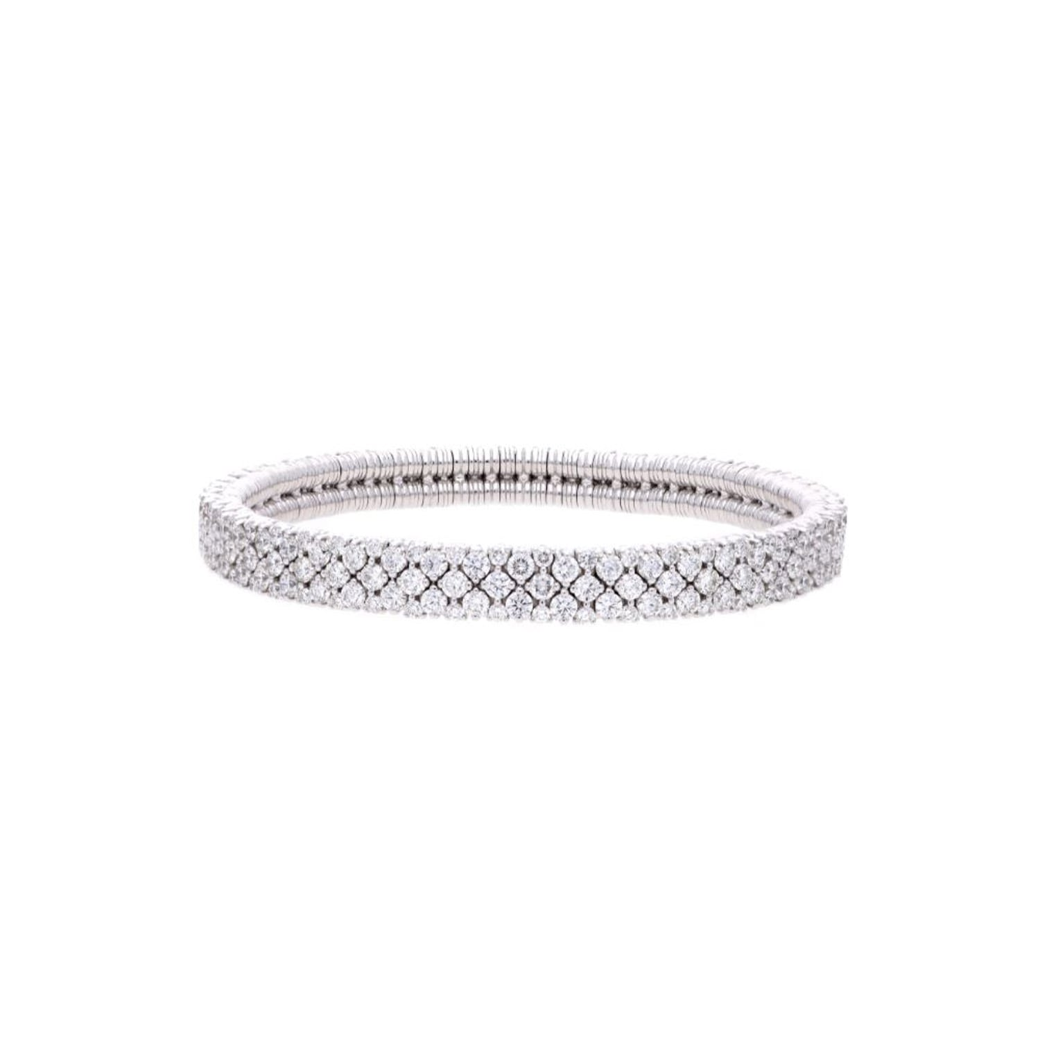 18k White Gold Cashmere Diamond Two Row Stretch Bracelet