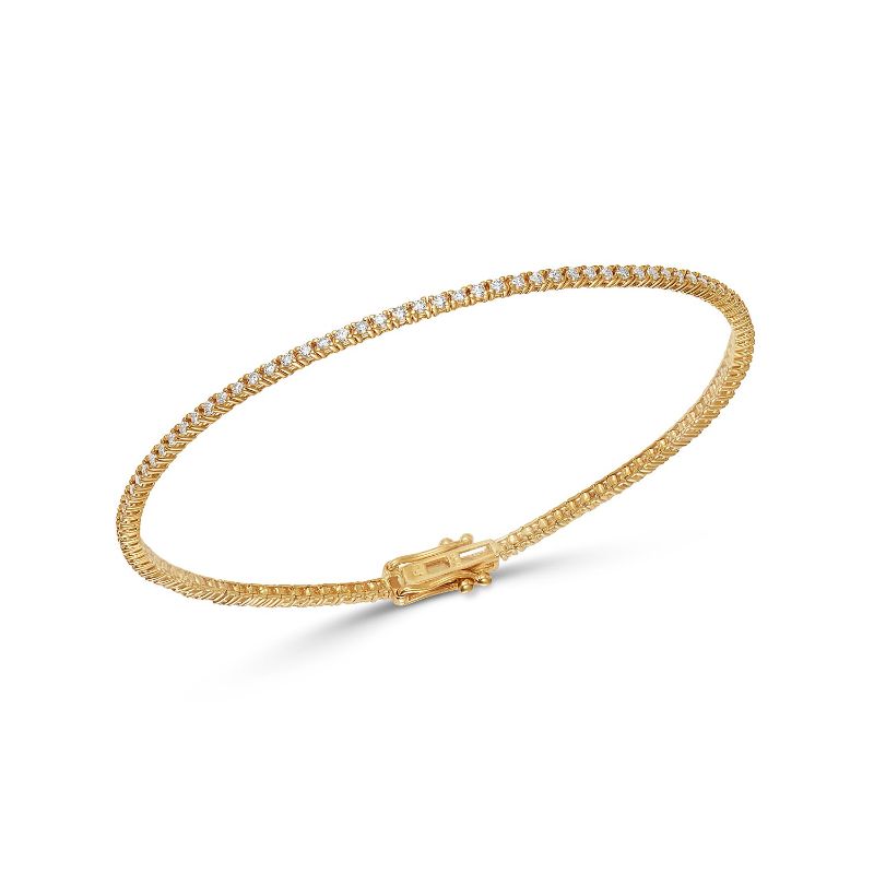 14k Yellow Gold Diamond Prong Set Tennis Bracelet