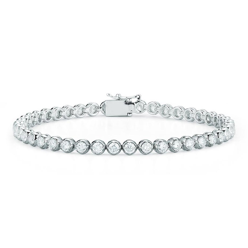 14k White Gold Bezel Set Tennis Bracelet
