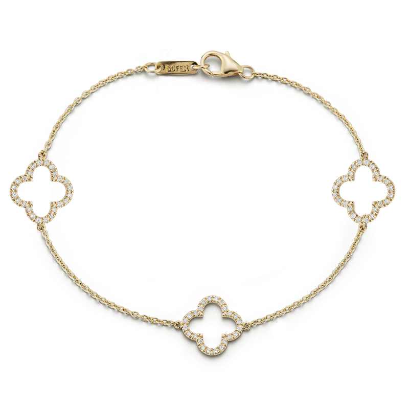 14k Yellow Gold Open Clover Bracelet