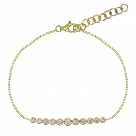 14k Yellow Gold Diamond Crown Prong Set Cable Chain Bracelet