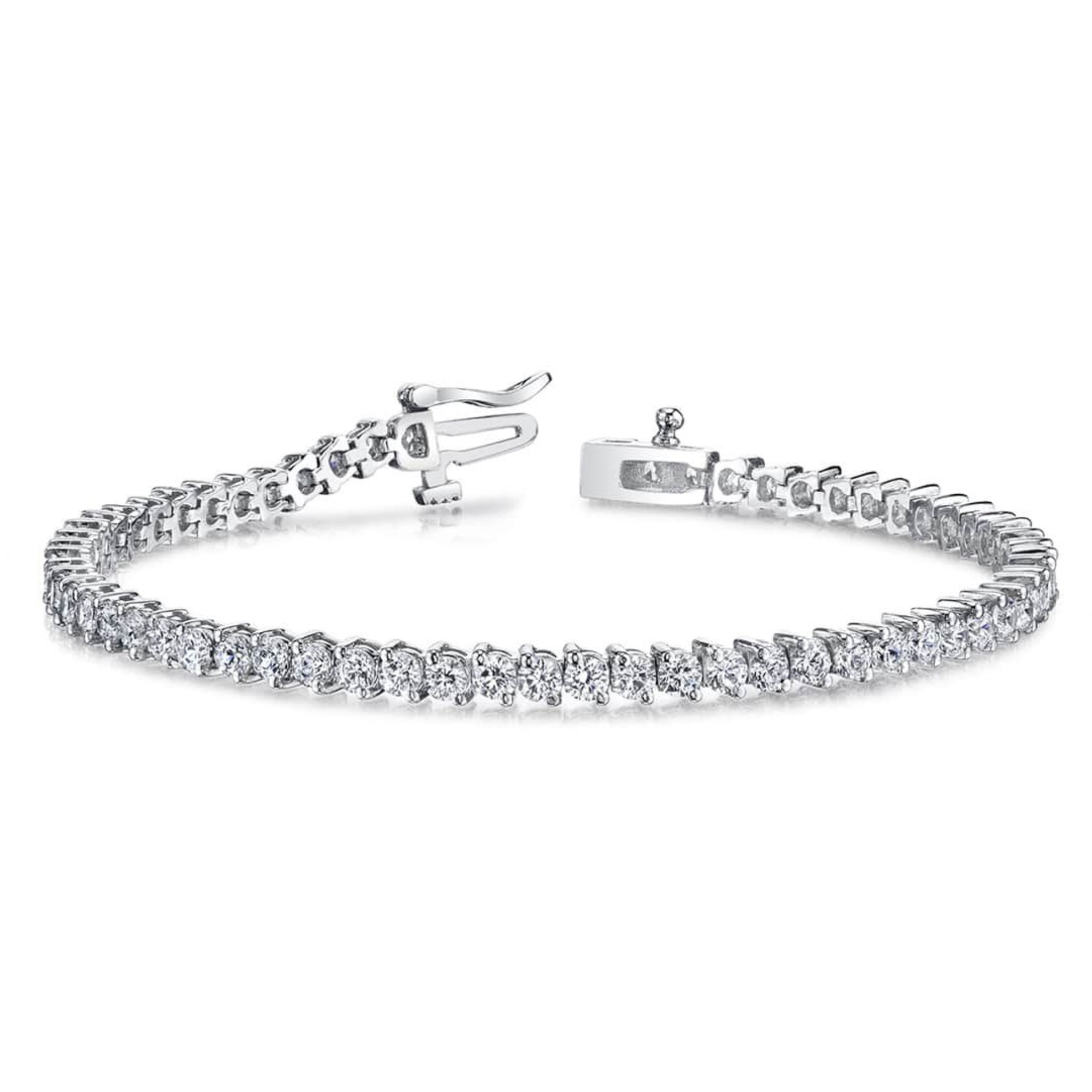 14k White Gold Diamond Shared Prong Tennis Bracelet