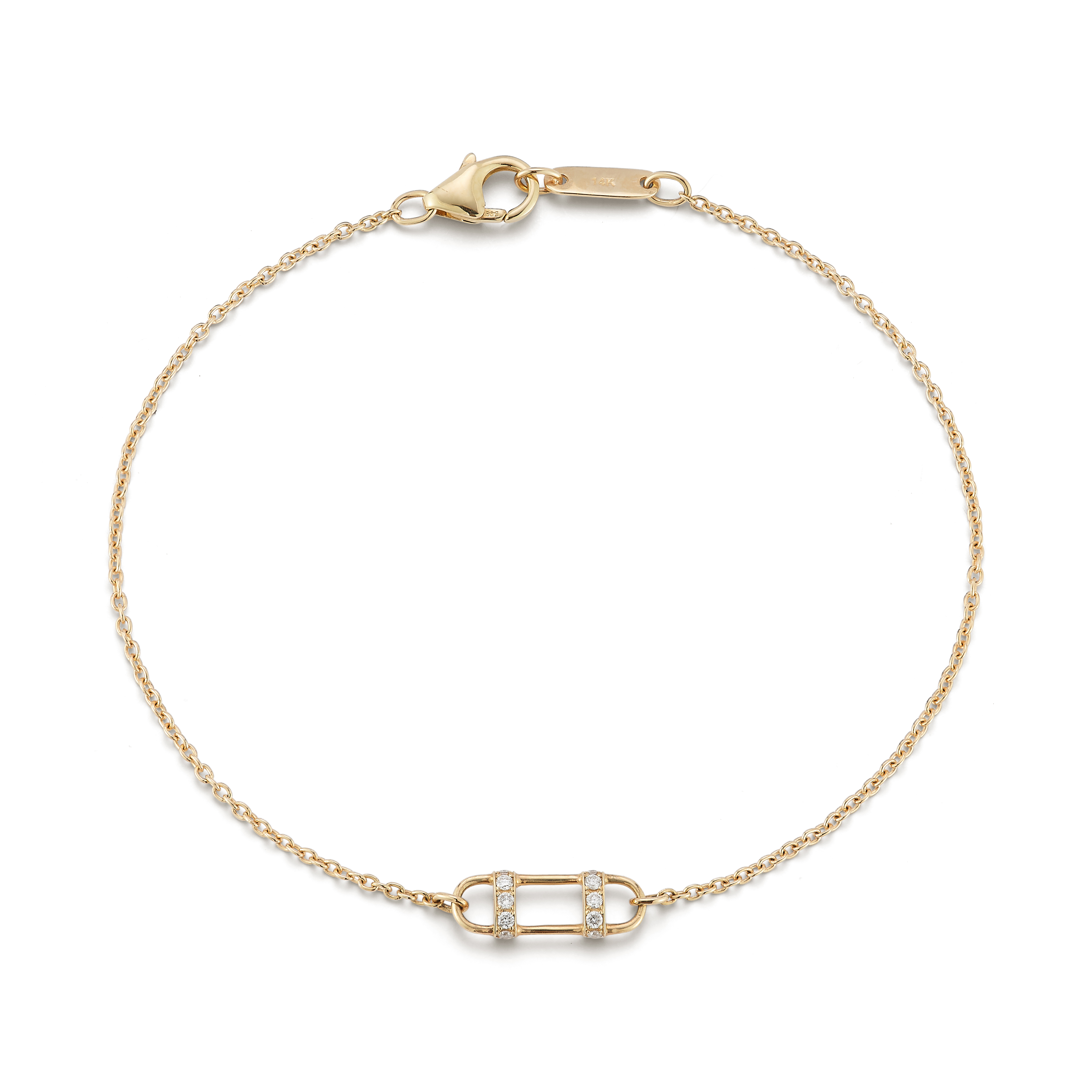 14k Yellow Gold Diamond Single Paperclip Bracelet