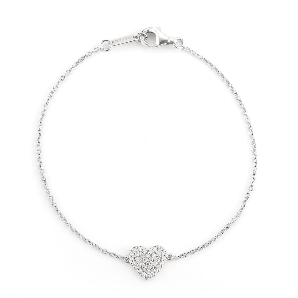 14k White Gold Diamond Pave Heart Necklace