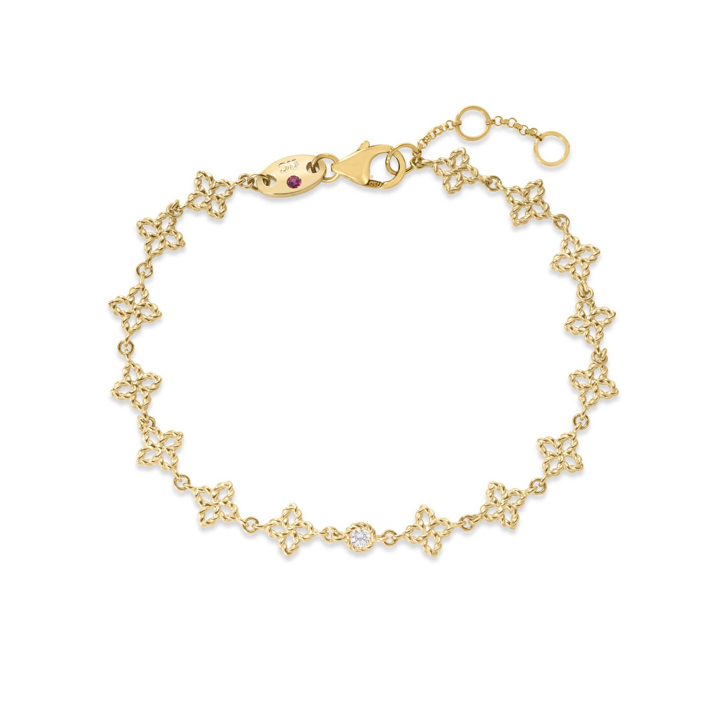 18k Yellow Gold Principessa Diamond Flower Link Bracelet