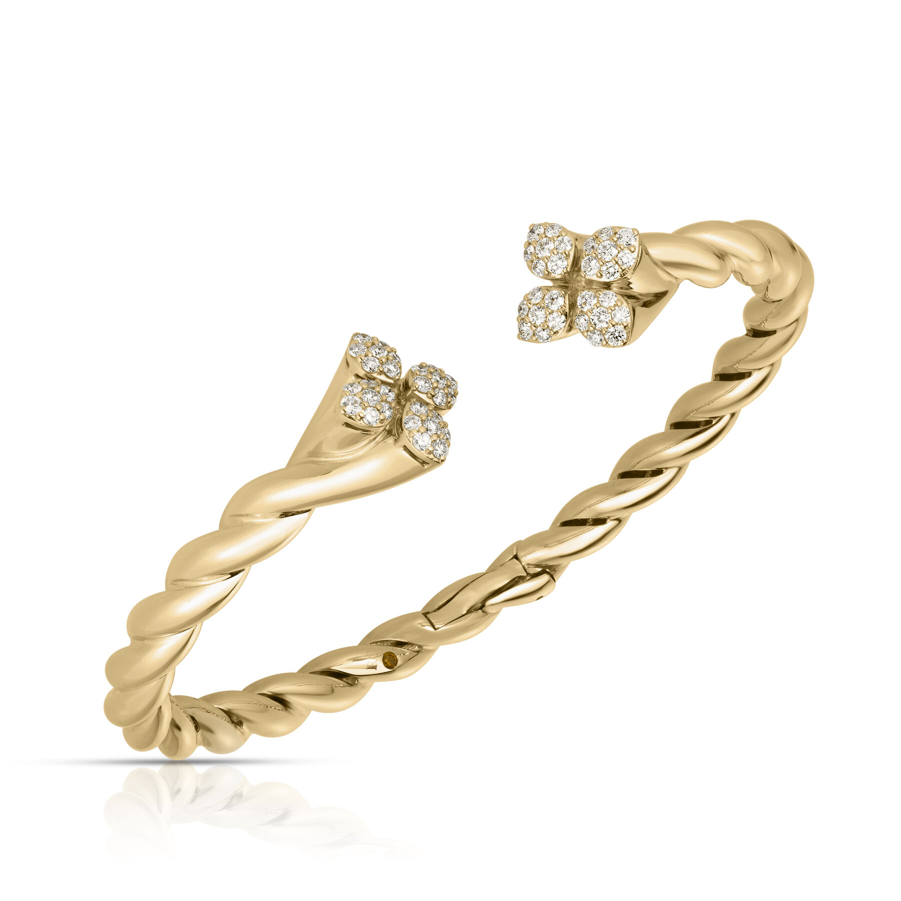 18k Yellow Gold Love In Verona Diamond Twist Bangle Bracelet