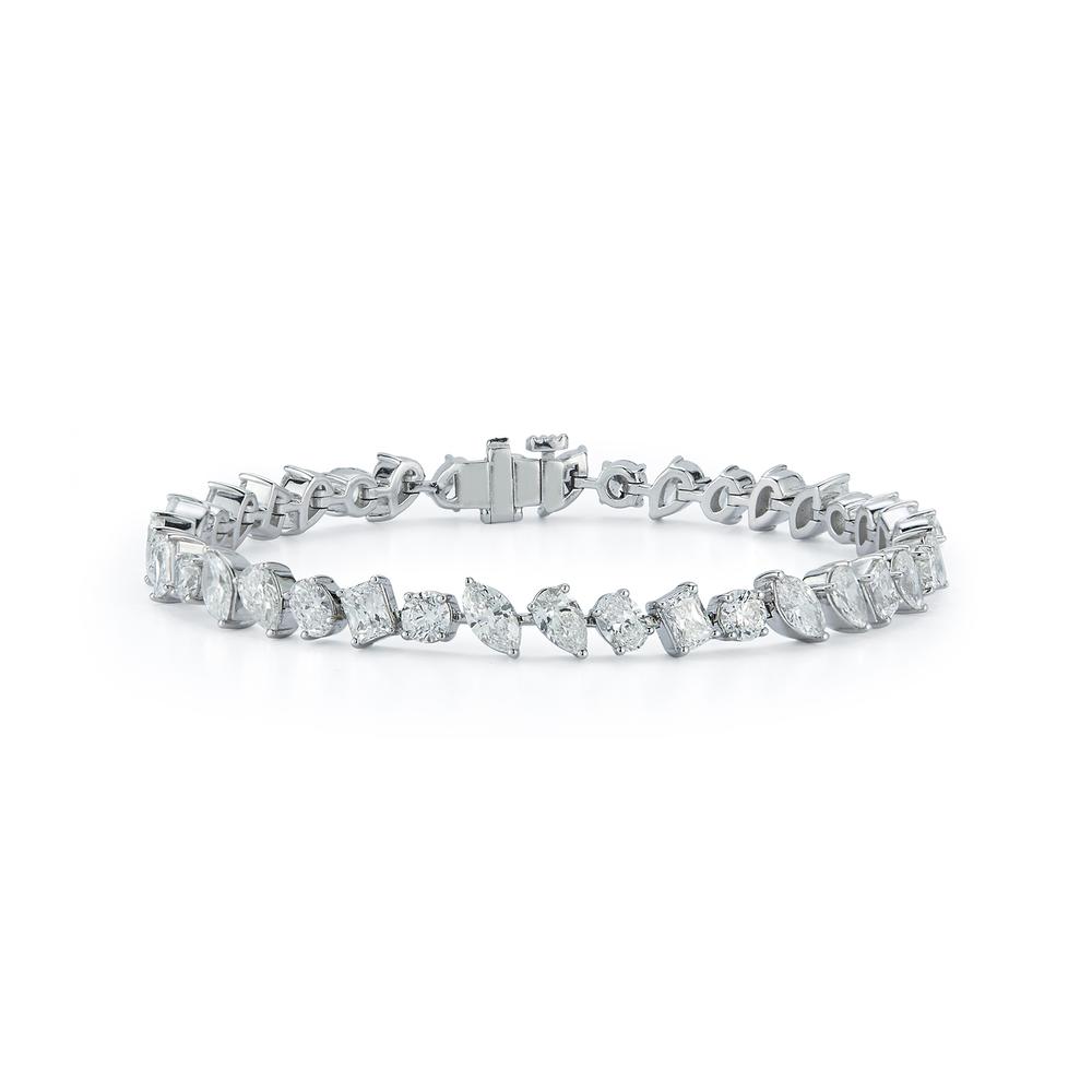 18k White Gold Diamond Multi Shape Bracelet