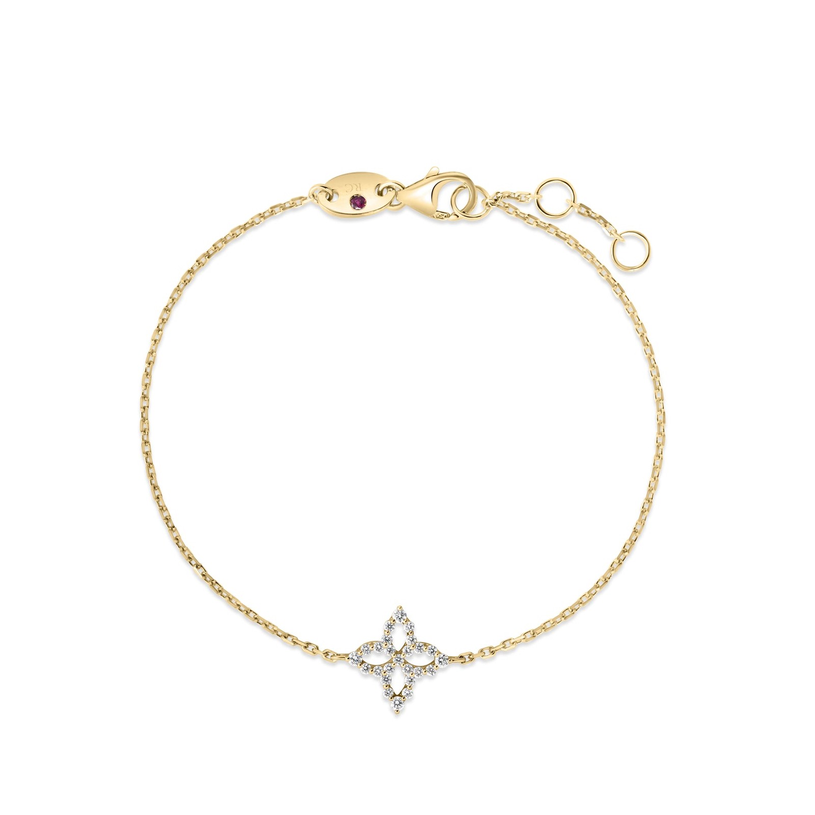 18k Yellow Gold Princess Diamond Outline Flower Bracelet