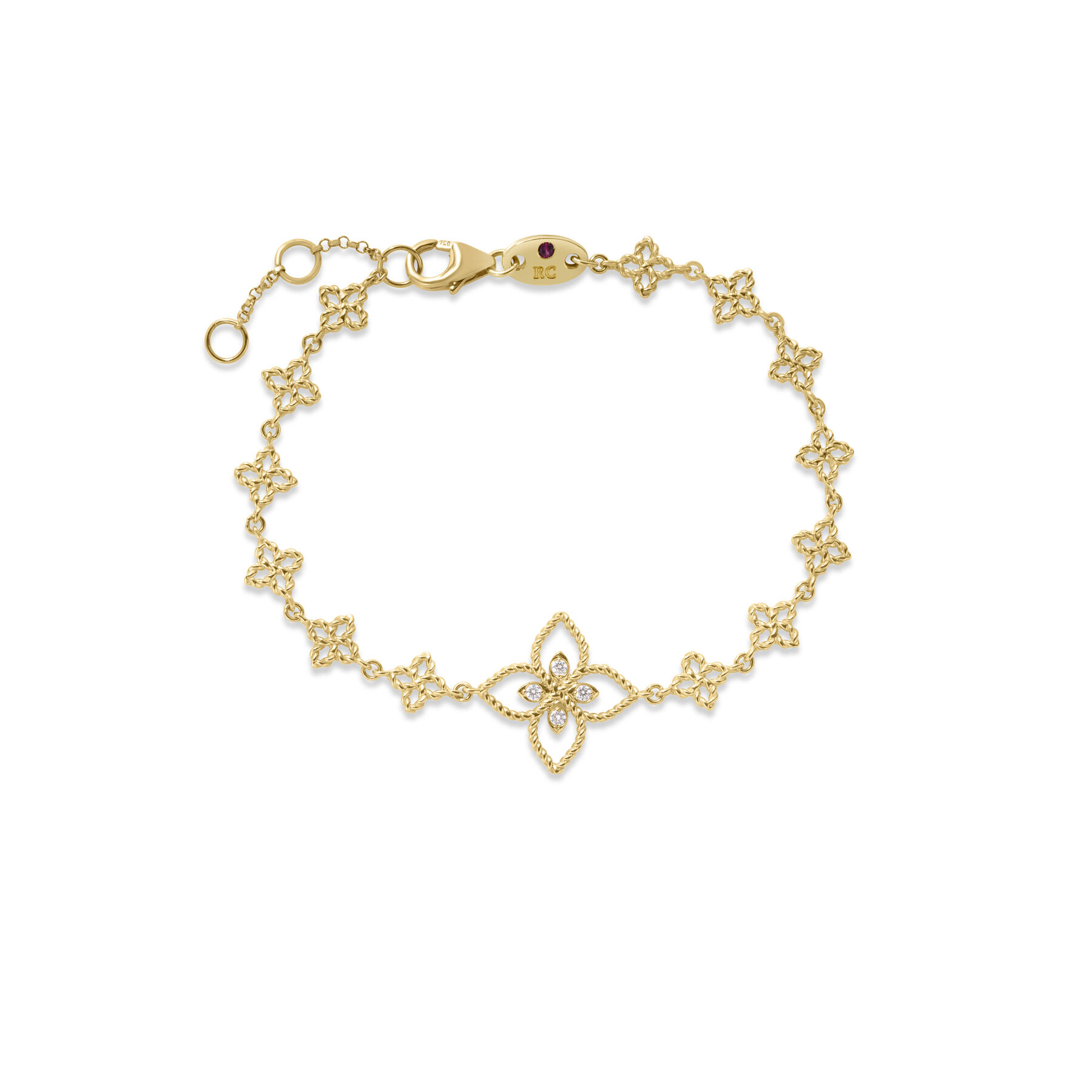 18k Yellow Gold Princess Flower Diamond Bracelet