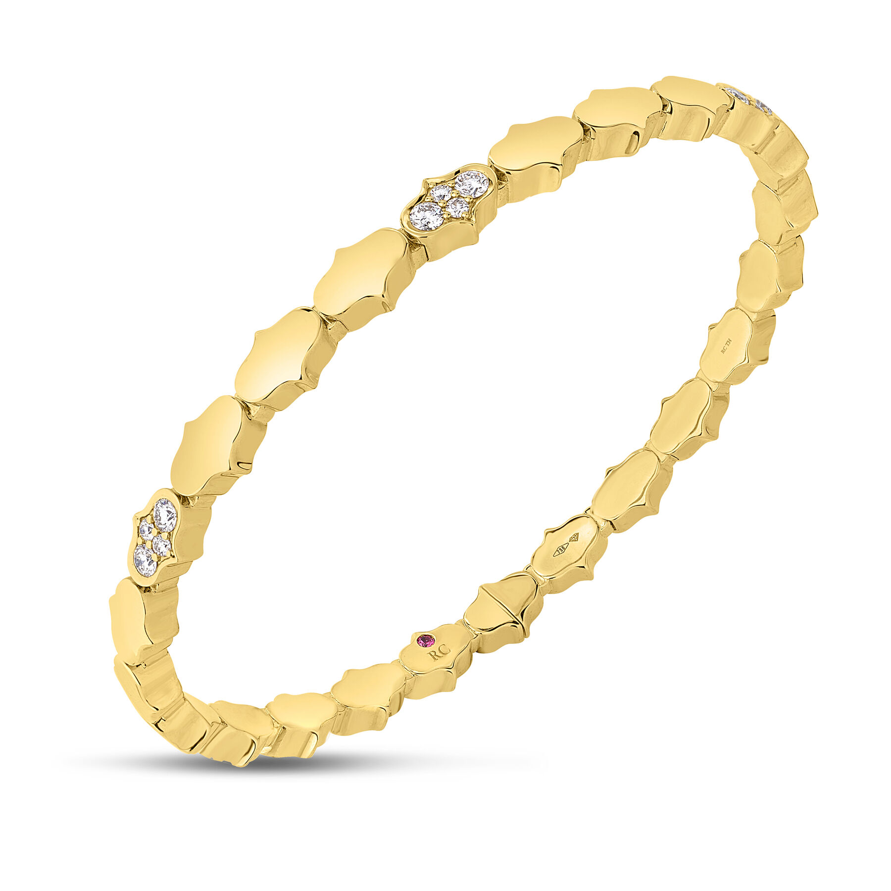 18k Yellow Gold Cobra Diamond Cuff Bracelet