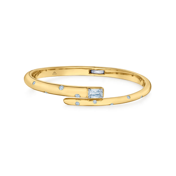 18k Yellow Gold Cobblestone Diamond Bypass Bracelet