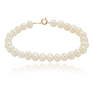 14k Yellow Gold Freshwater Pearl Kids Bracelet