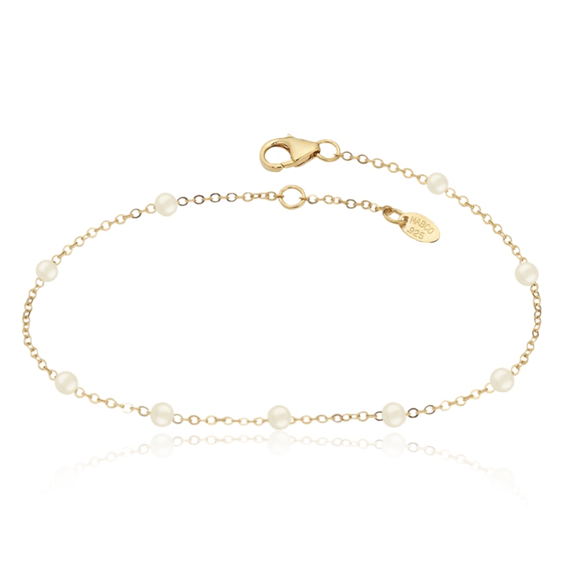 14k Yellow Gold Freshwater Pearl Bead Bracelet