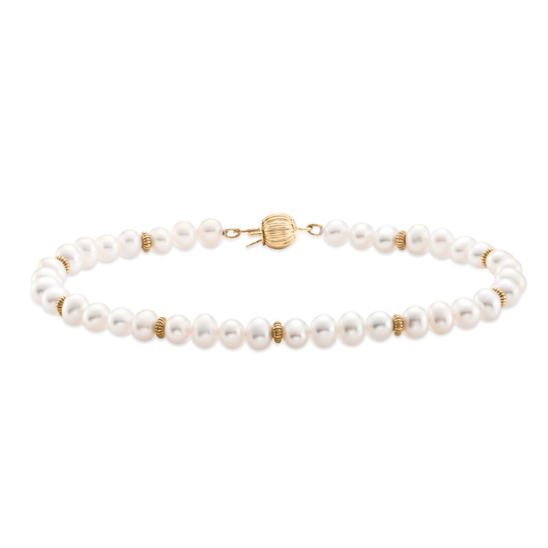 14k Yellow Gold Freshwater Pearl Rondelle Bracelet