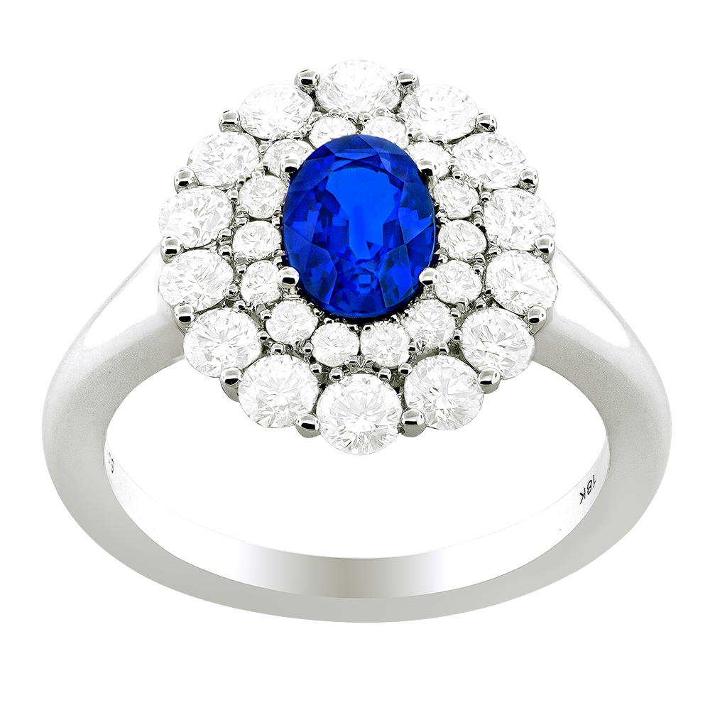 18k White Gold Diamond Sapphire Ring