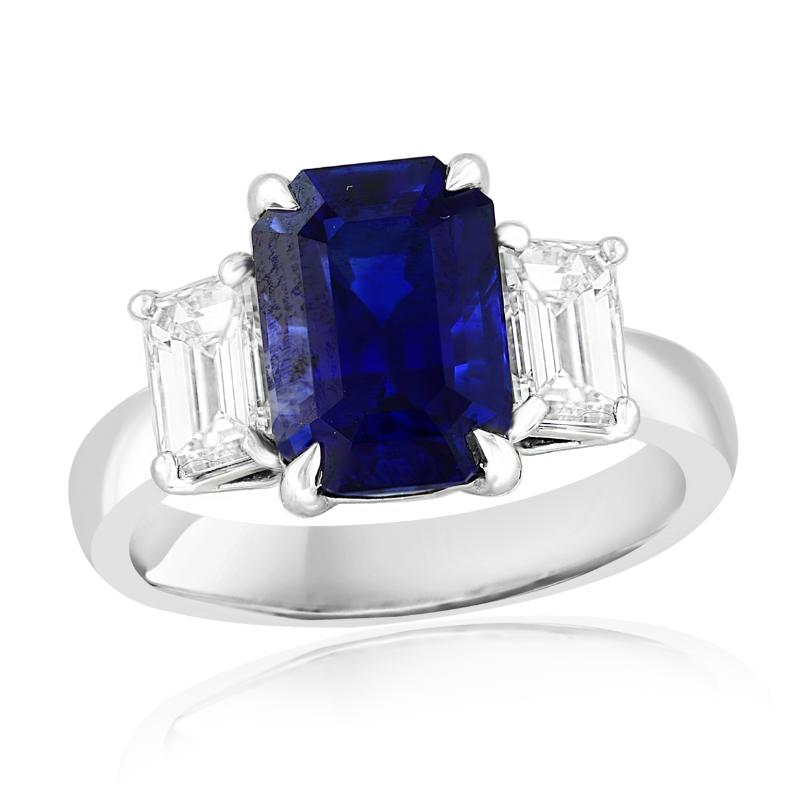 Platinum Blue Ceylon Diamond Ring