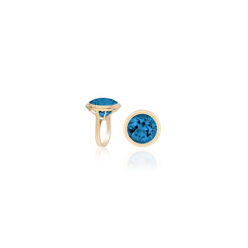 18k Yellow Gold London Blue Topaz Manhattan Cocktail Ring