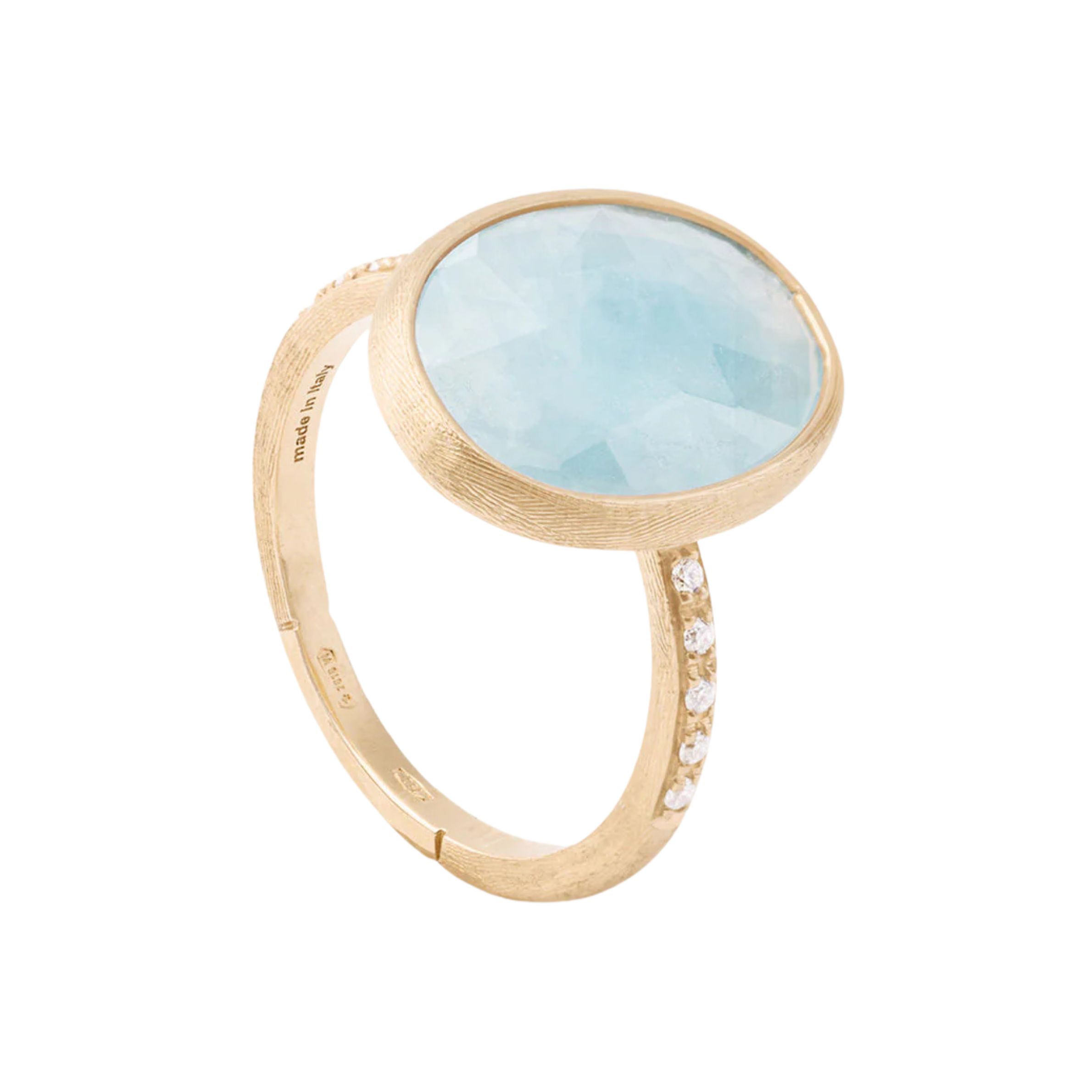 18k Yellow Gold Aquamarine Diamond Siviglia Pave Ring