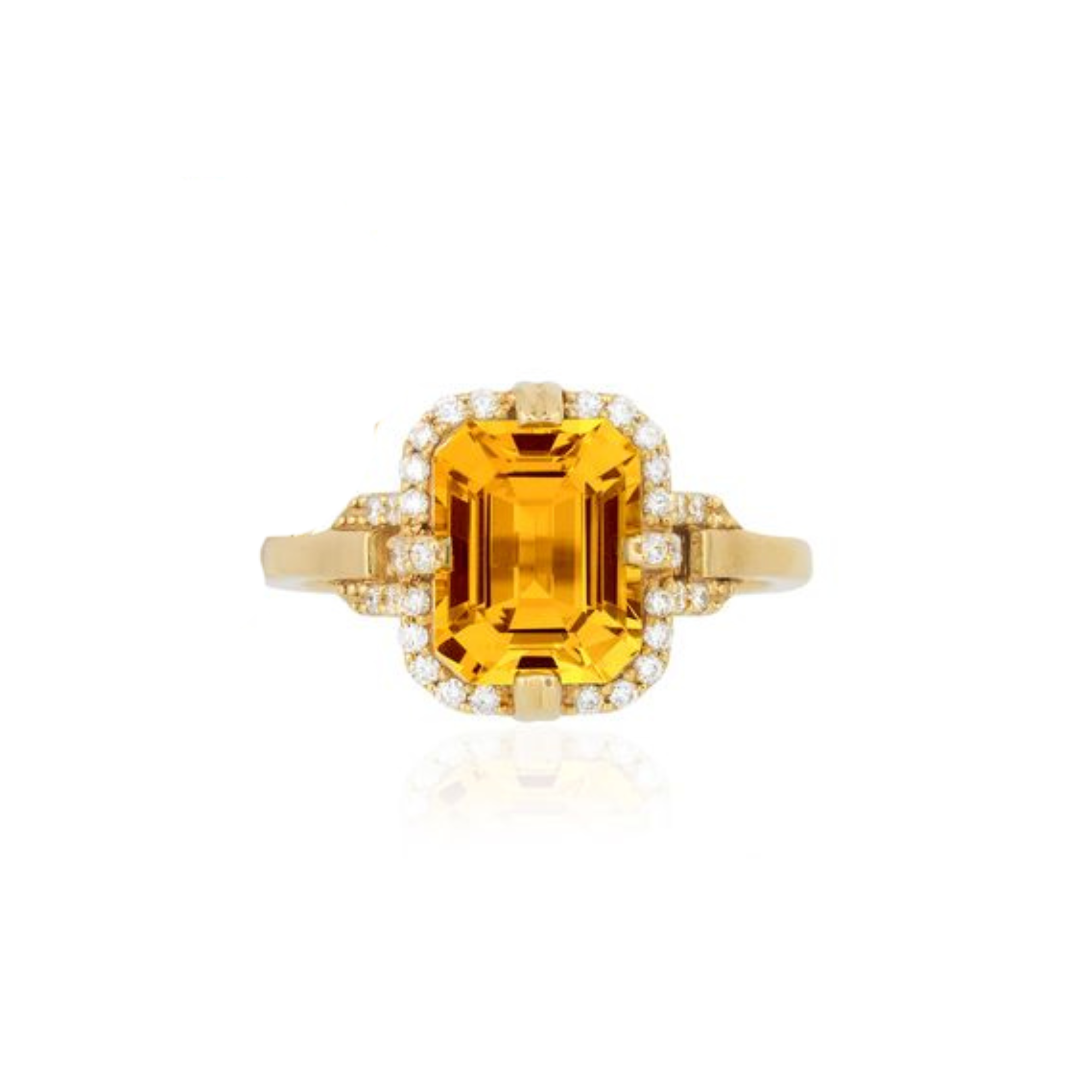 18k Yellow Gold Citrine And Diamond Gossip Ring