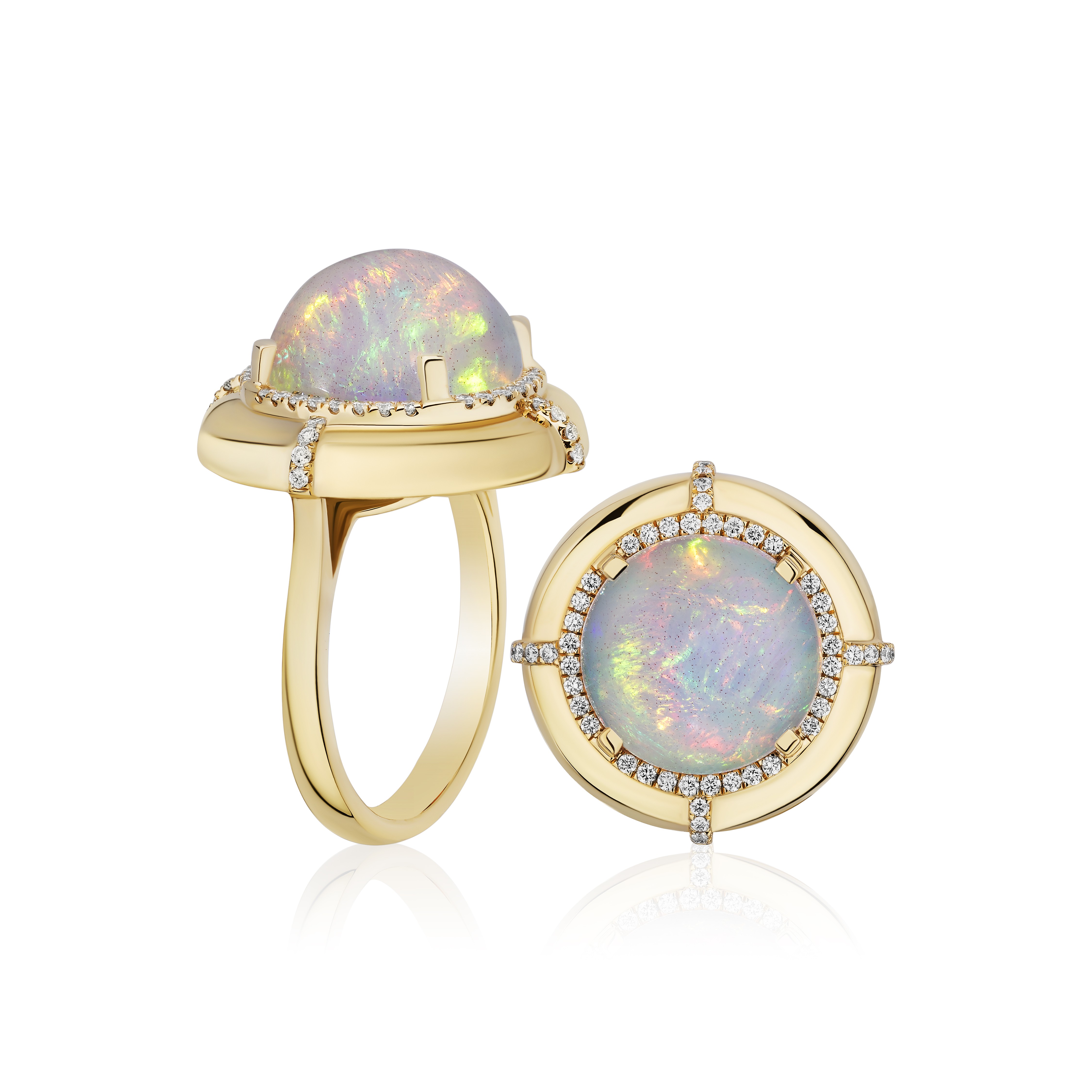 18k Yellow Gold Opal Diamond G-one Ring