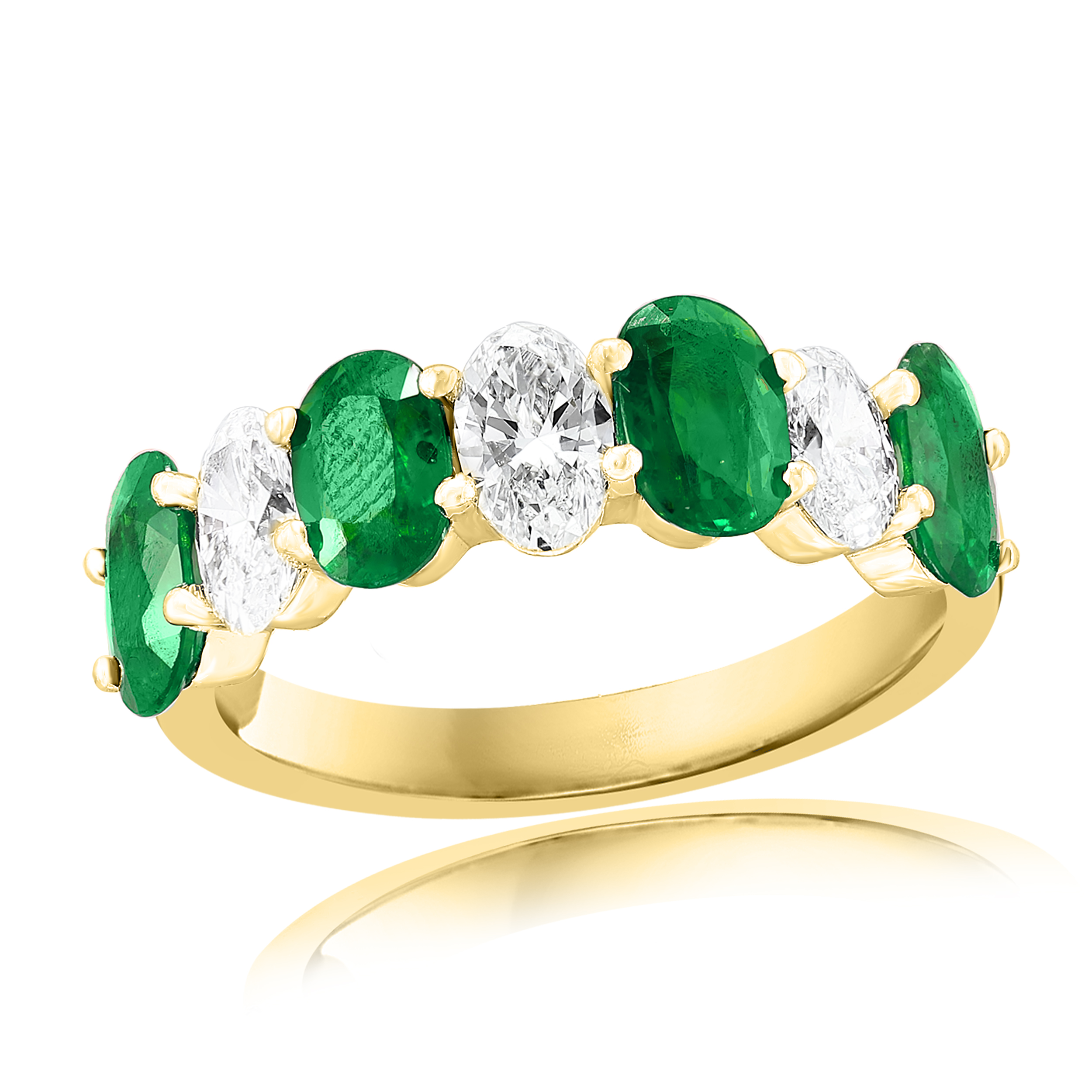 14k Yellow Gold Emerald Diamond Ring