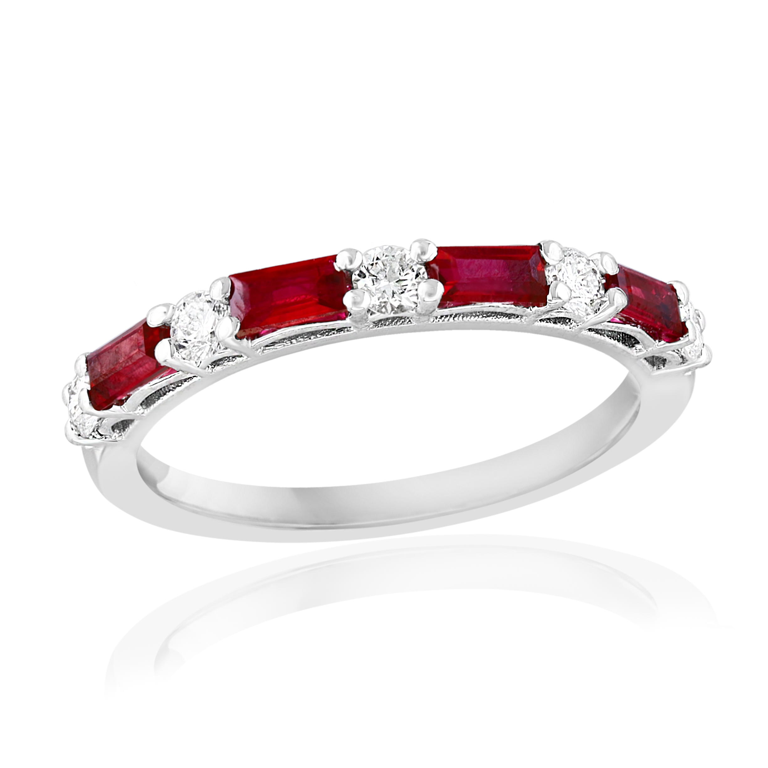 14k White Gold Ruby Diamond Ring