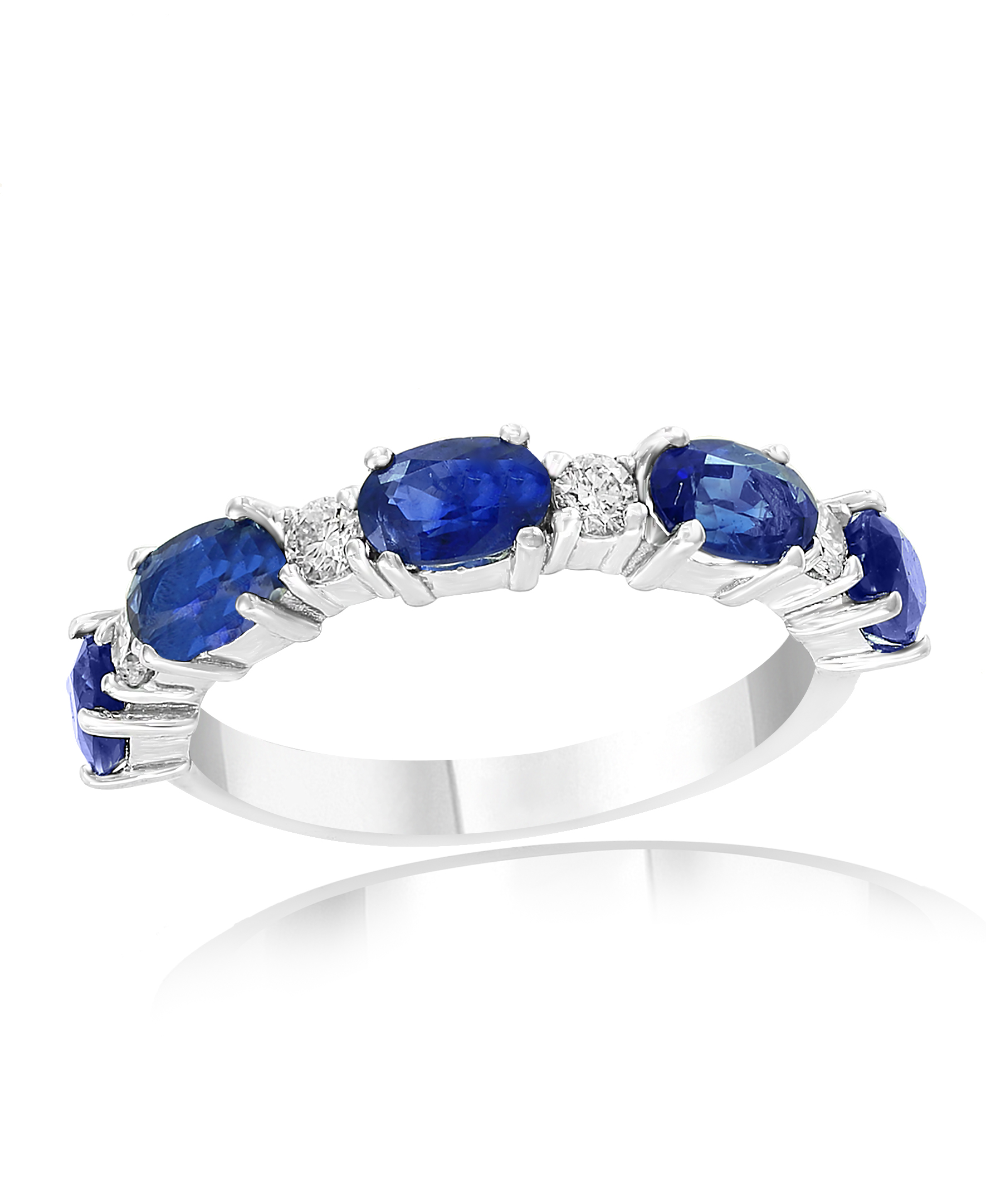 14k White Gold Sapphire Diamond Ring