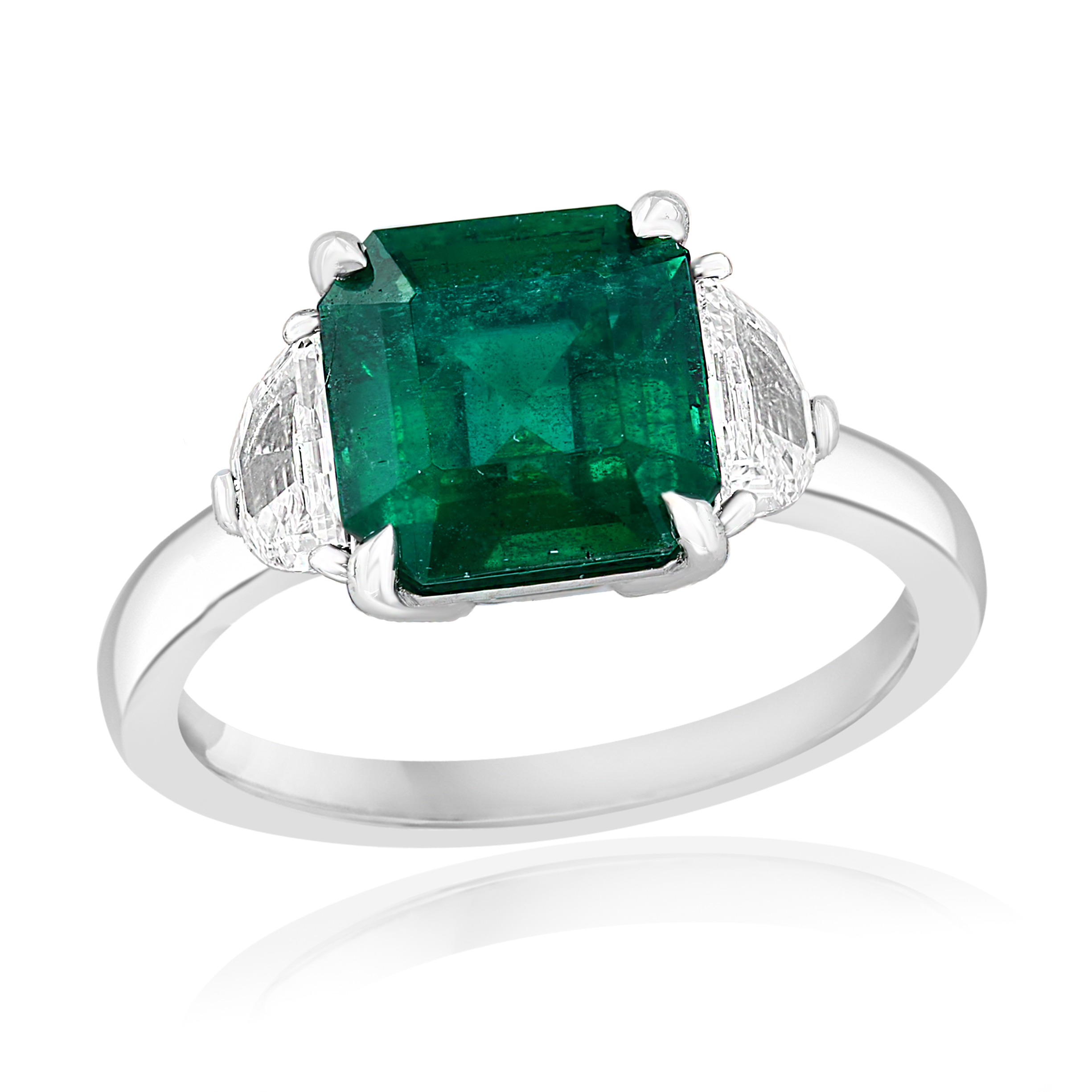 Platinum Emerald Diamond Ring