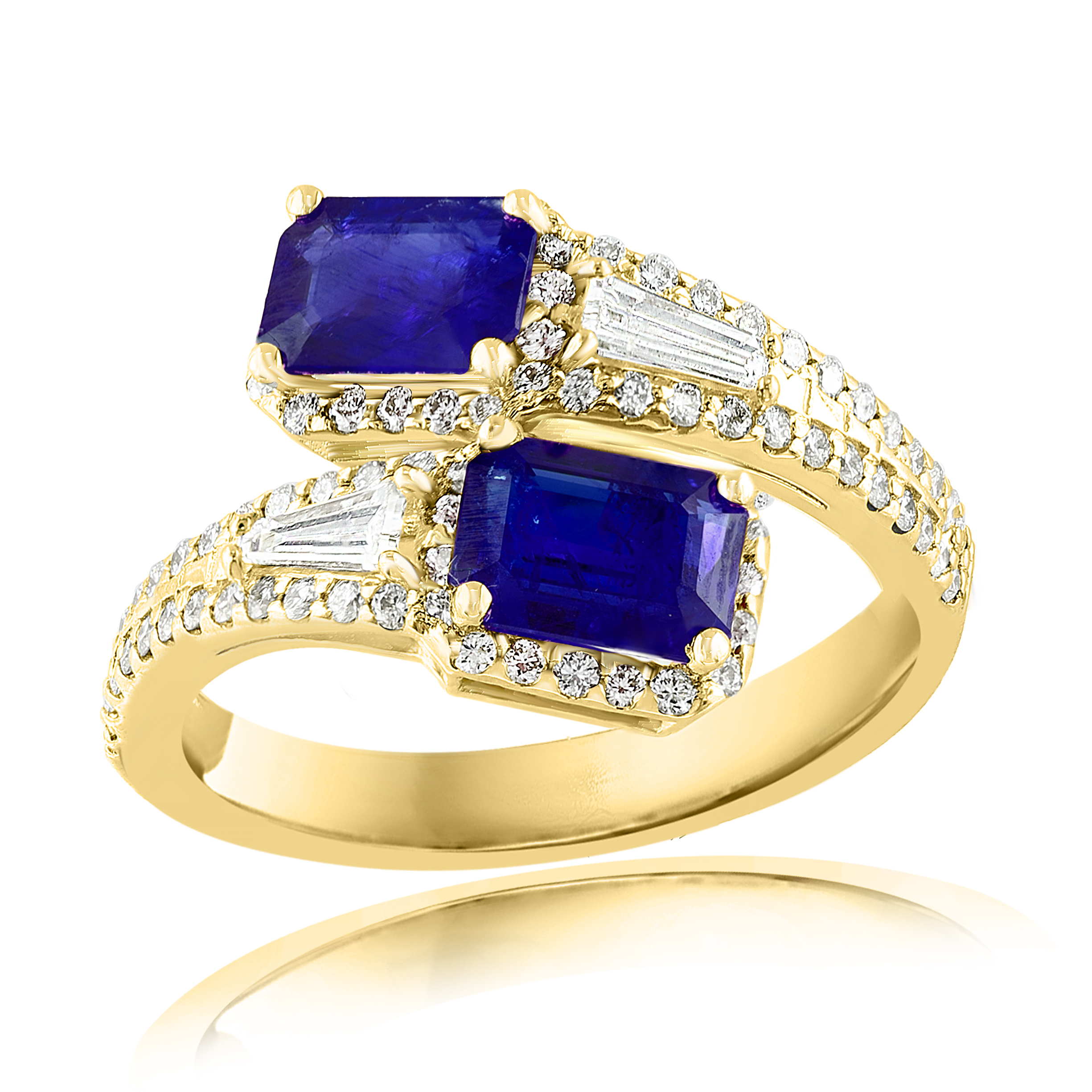14k Yellow Gold Sapphire Diamond Ring