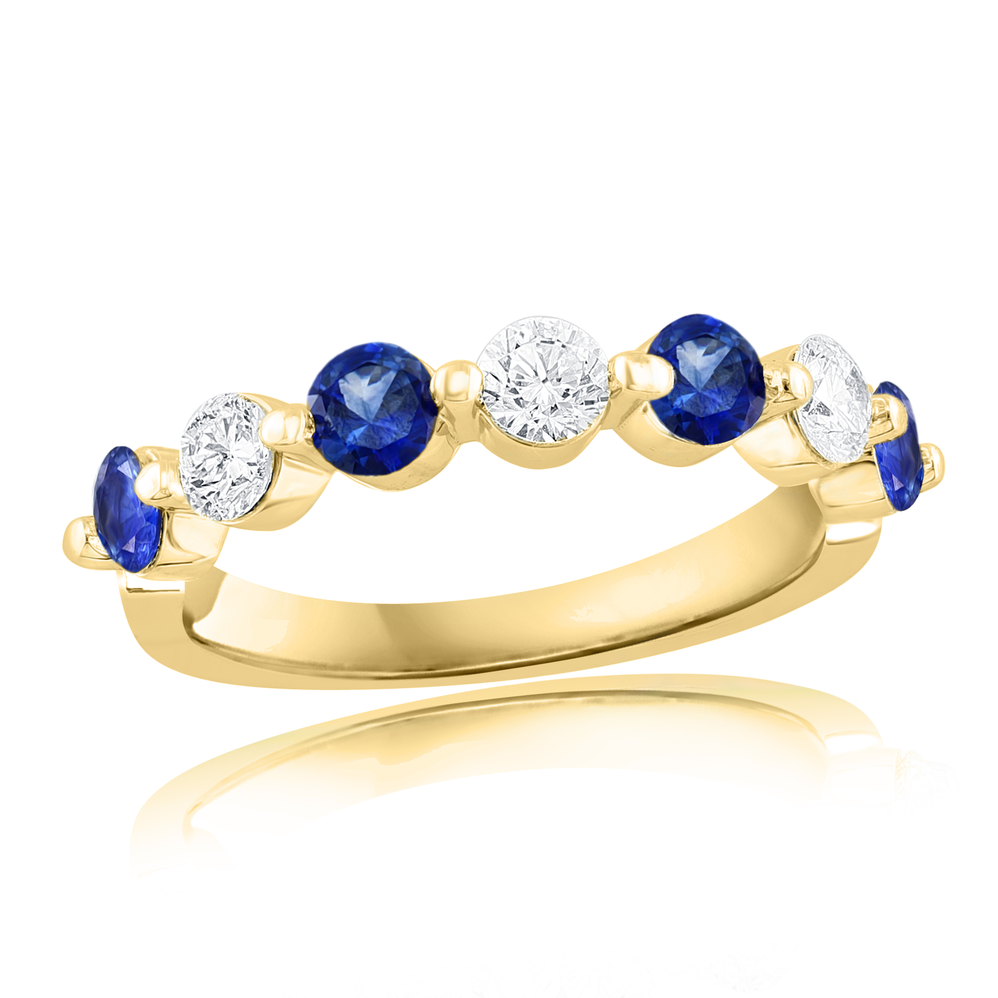 14k Yellow Gold Sapphire Diamond Ring