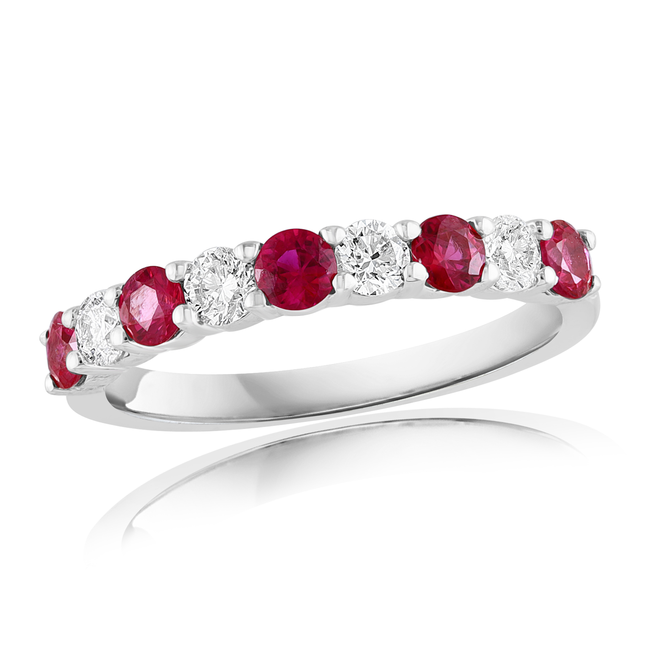 14k White Gold Ruby Diamond Ring