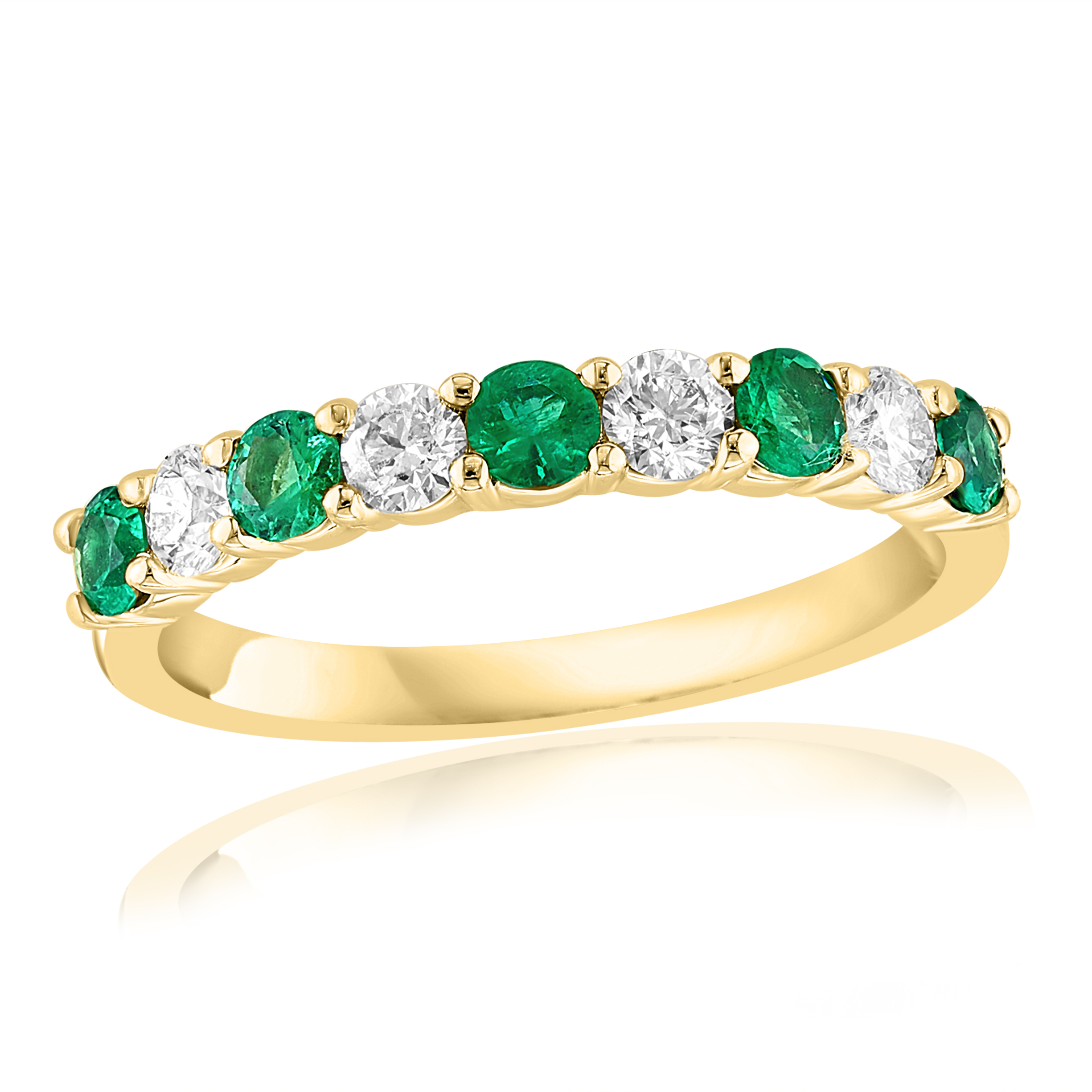 14k Yellow Gold Emerald Diamond Ring
