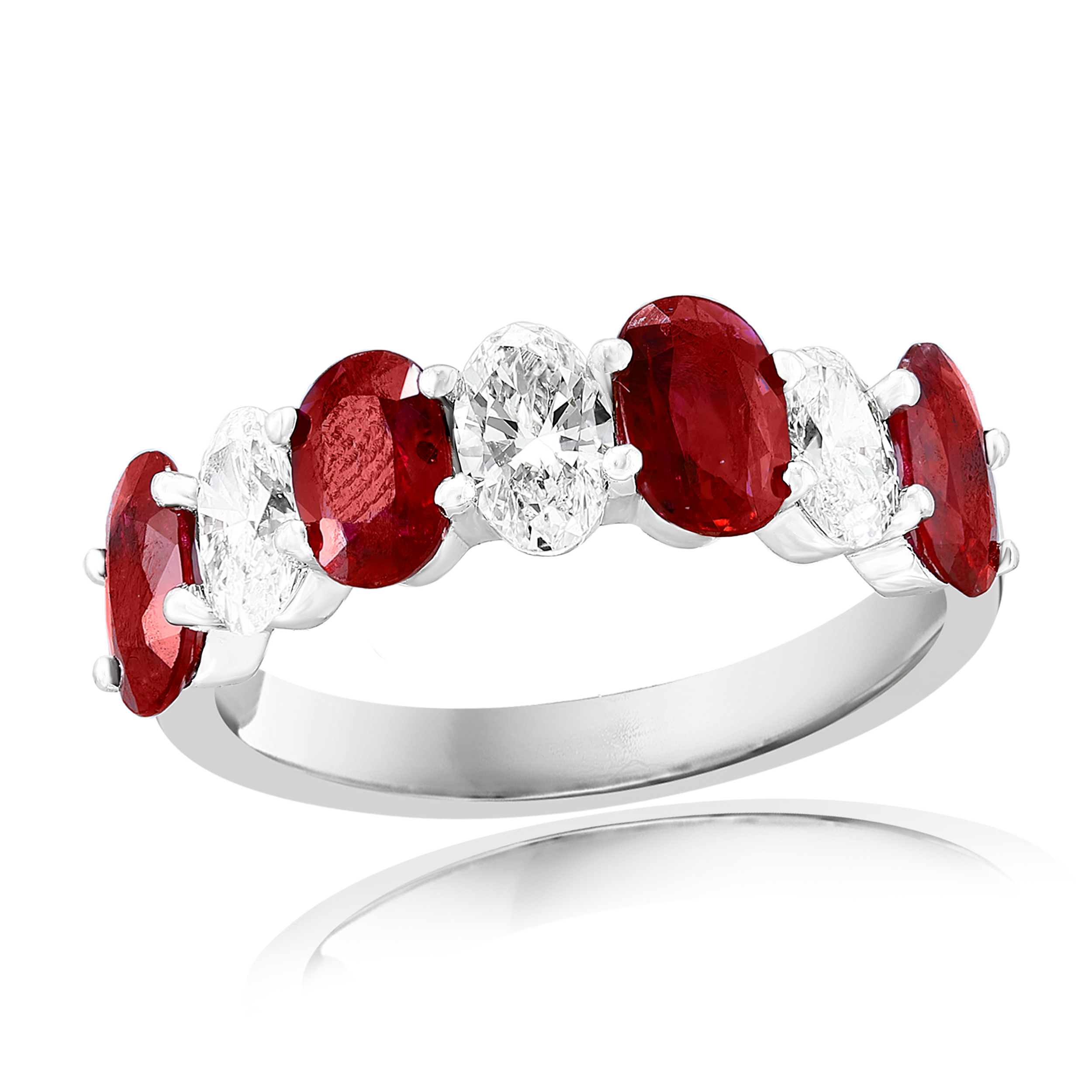14k White Gold Ruby Diamond Ring