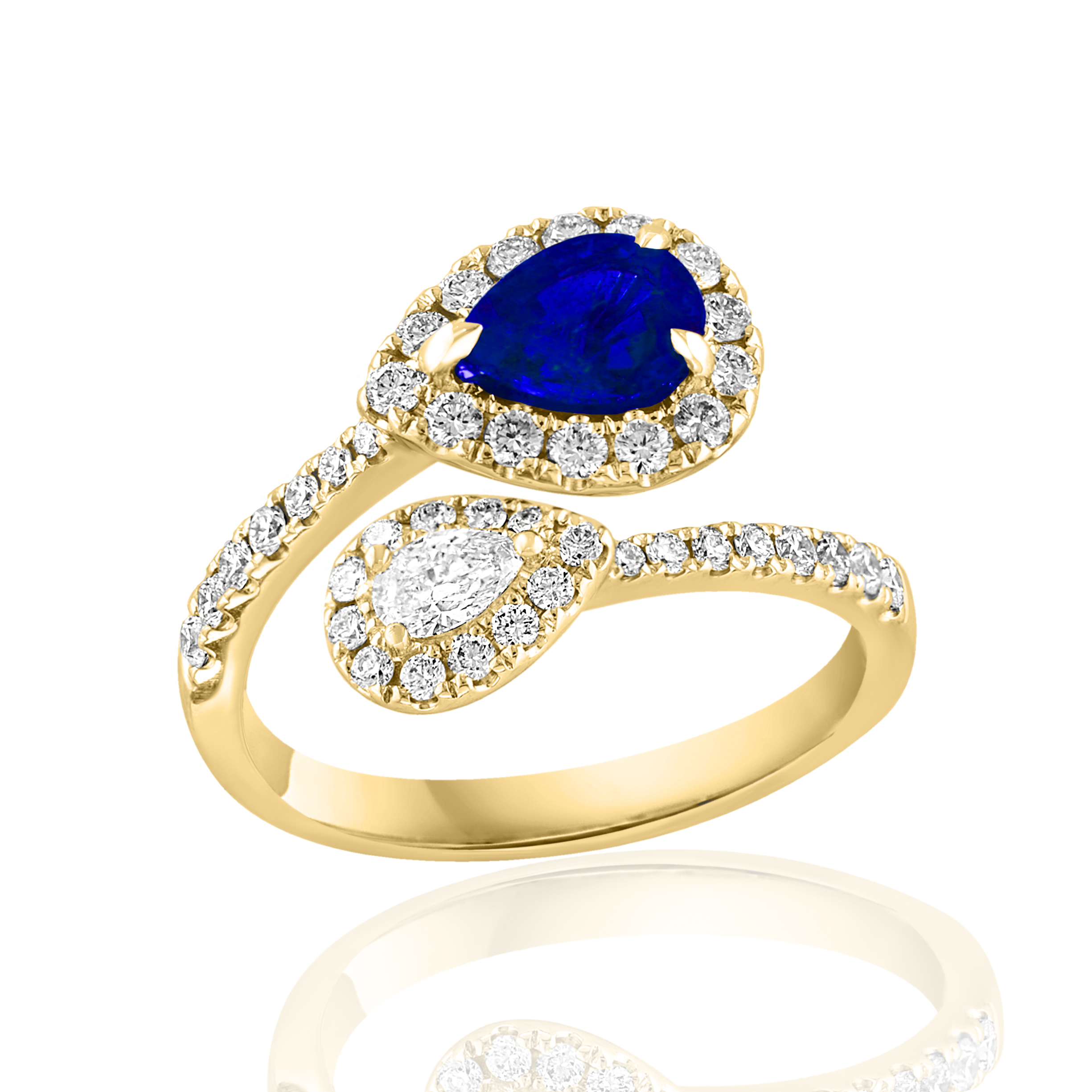 14k Yellow Gold Sapphire Diamond Ring